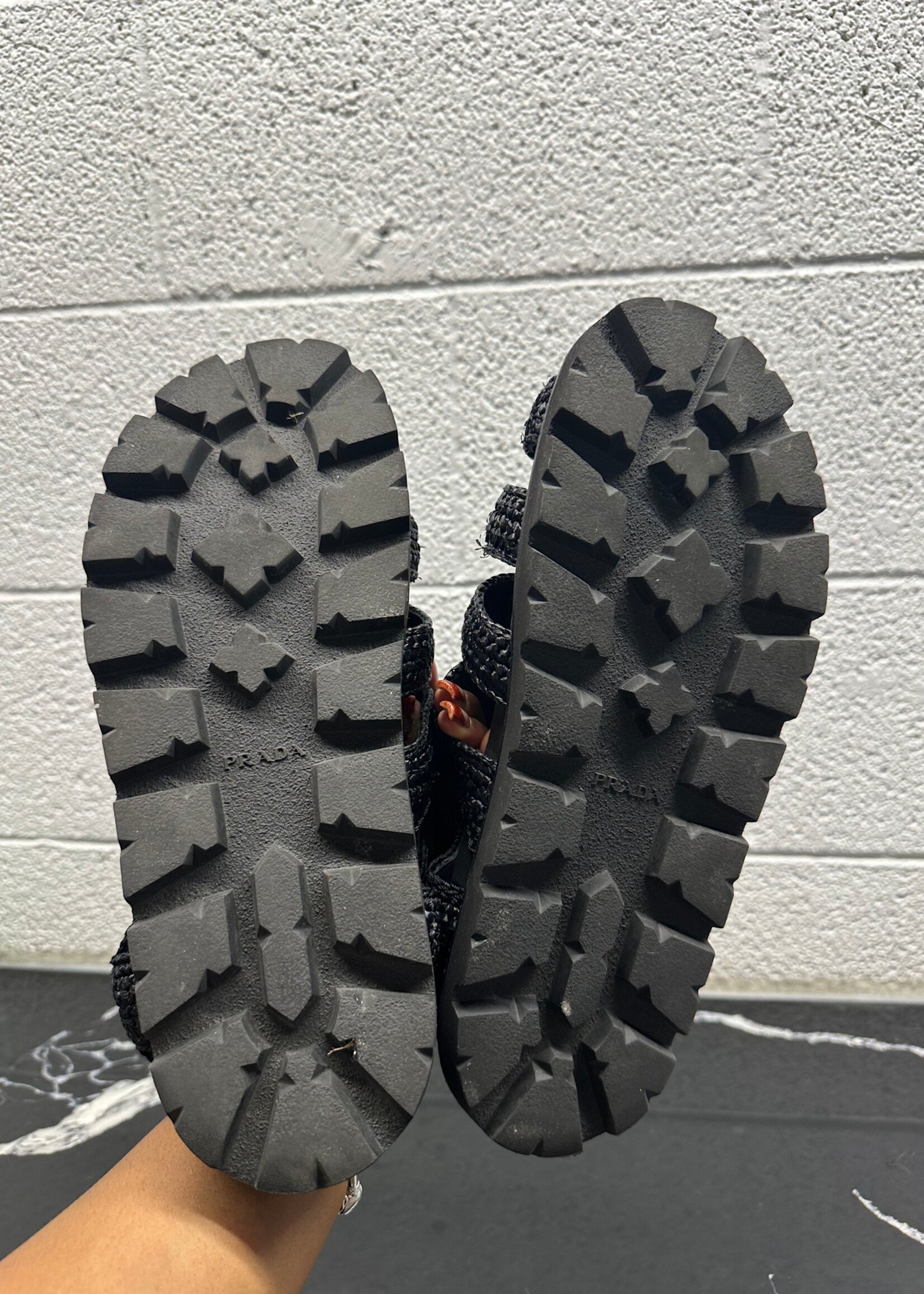 Prada Monolith Woven Sandals Masc 10.5