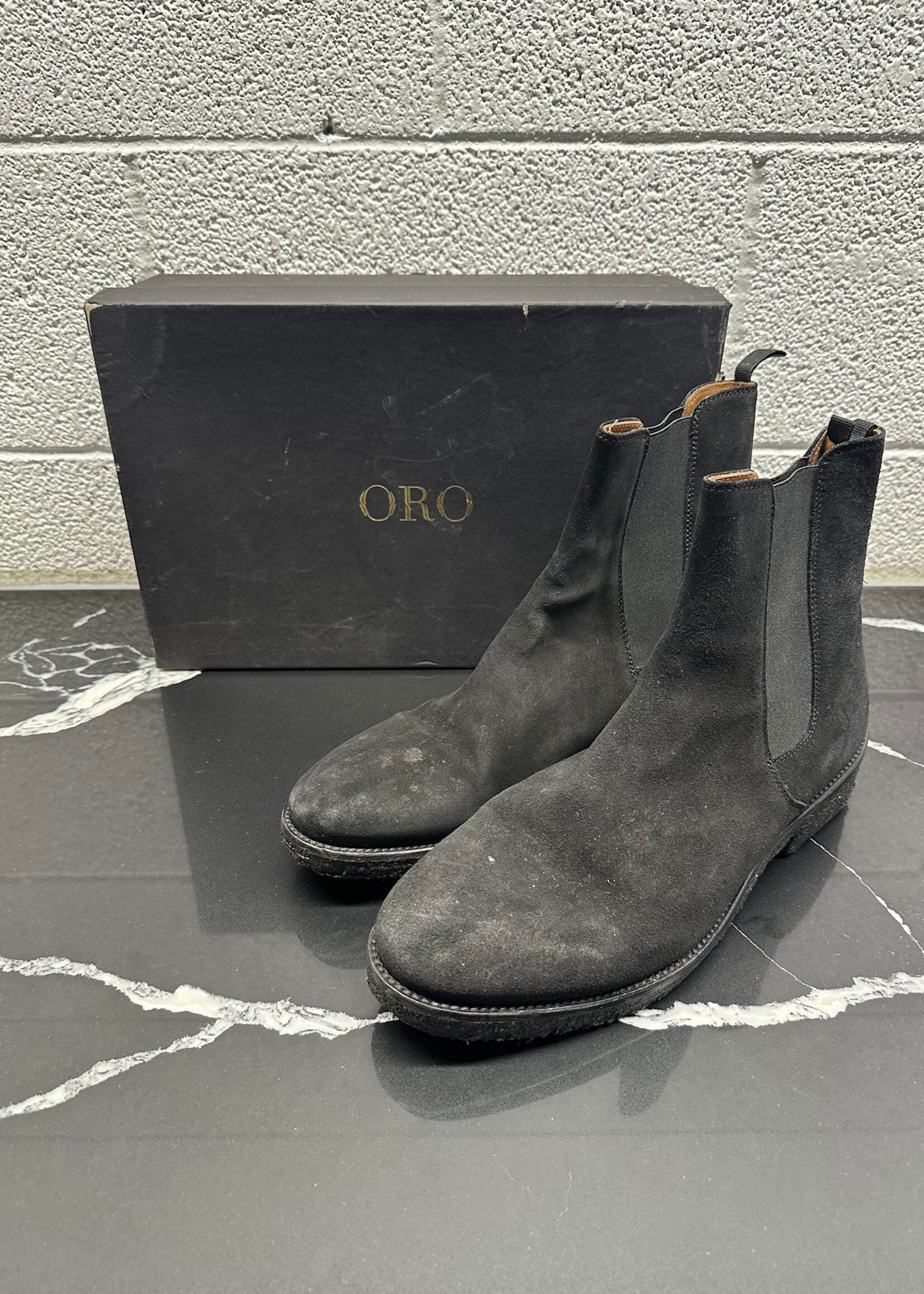 ORO Black Crepe Chelsea Boot Masc 10
