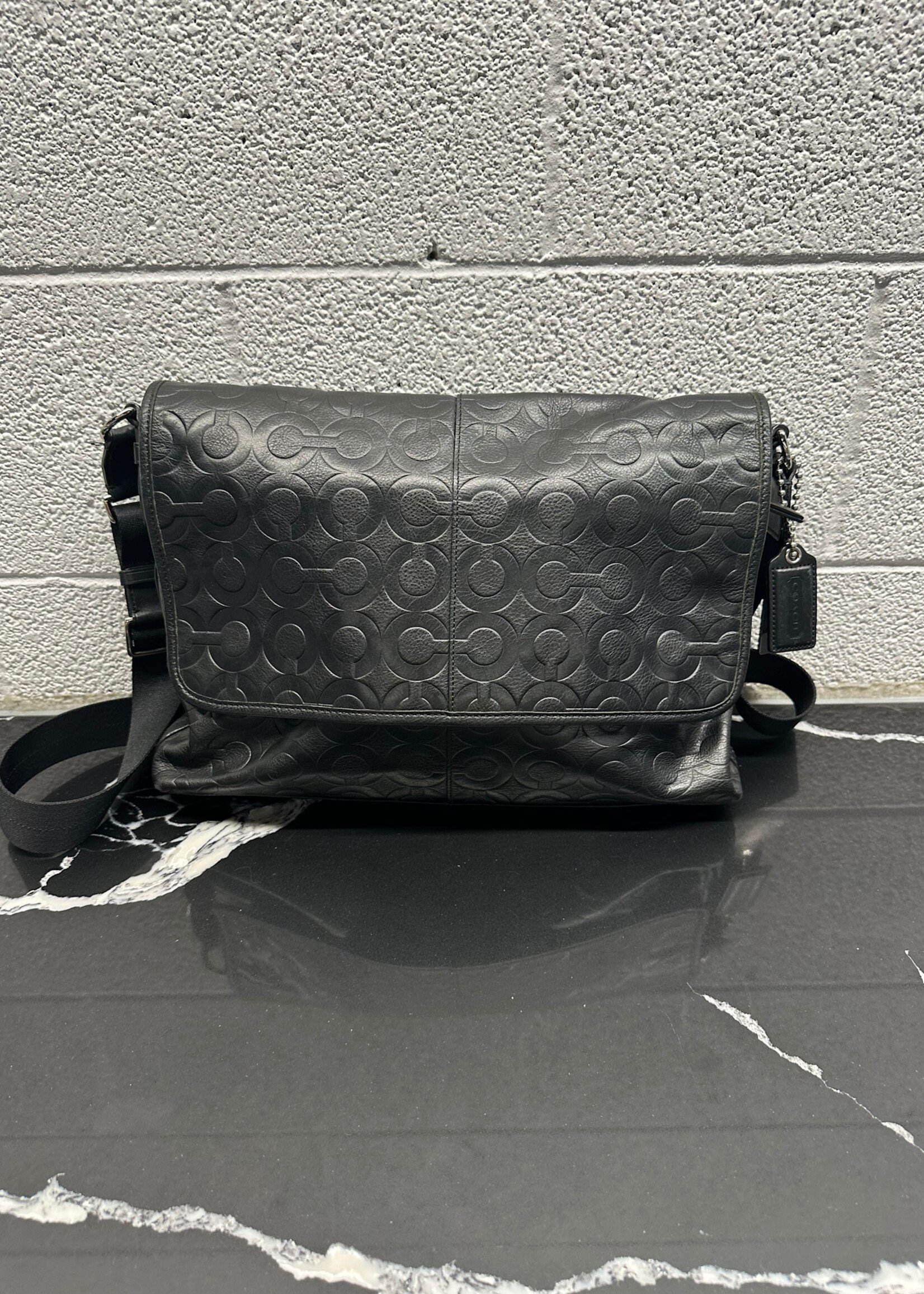 Coach Black Embossed Messenger Bag OS