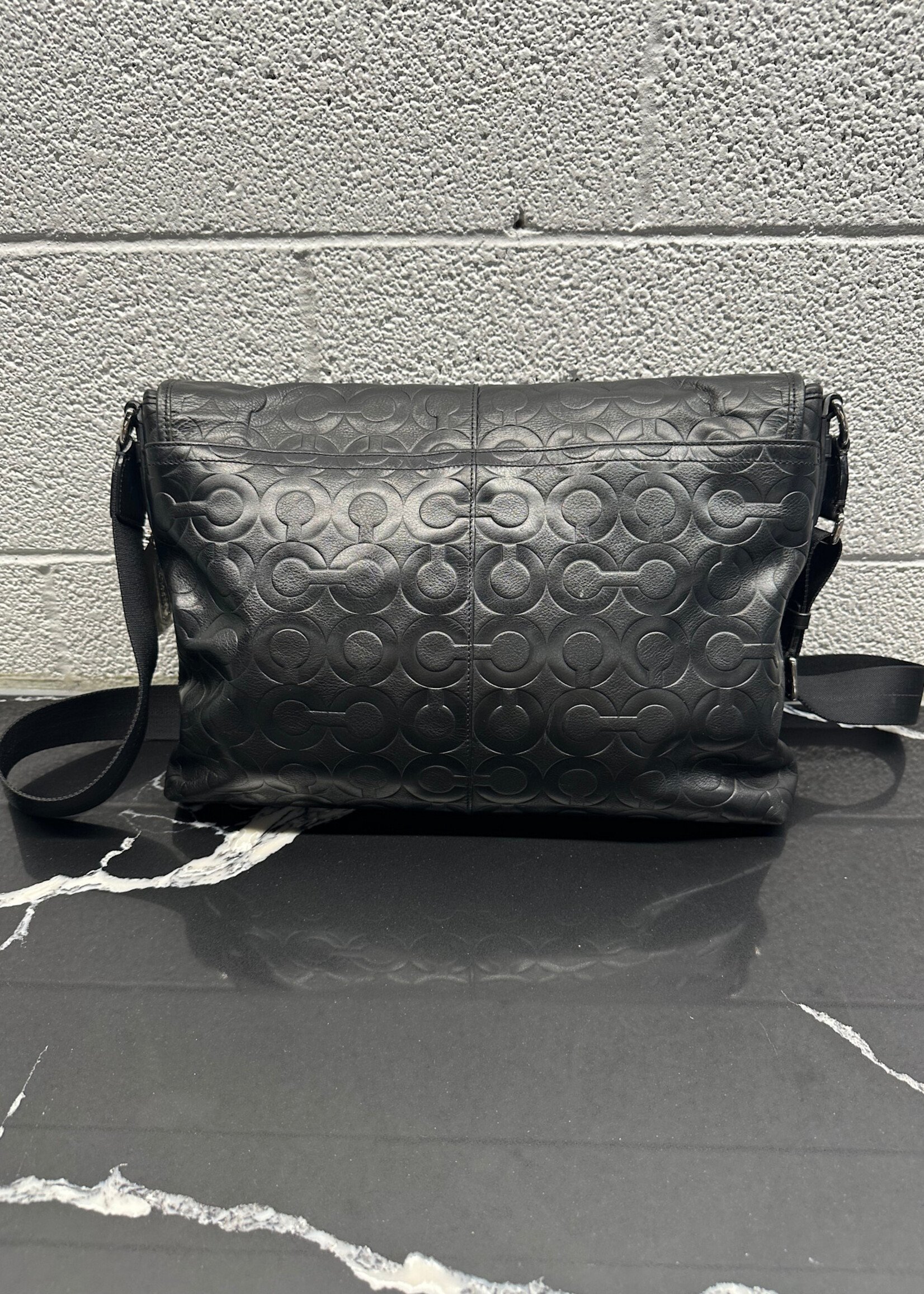 Coach Black Embossed Messenger Bag OS