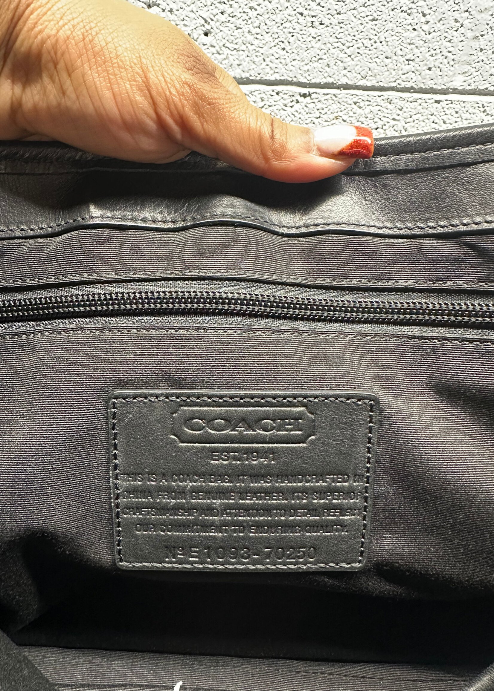 Coach Black Embossed Messenger Bag OS