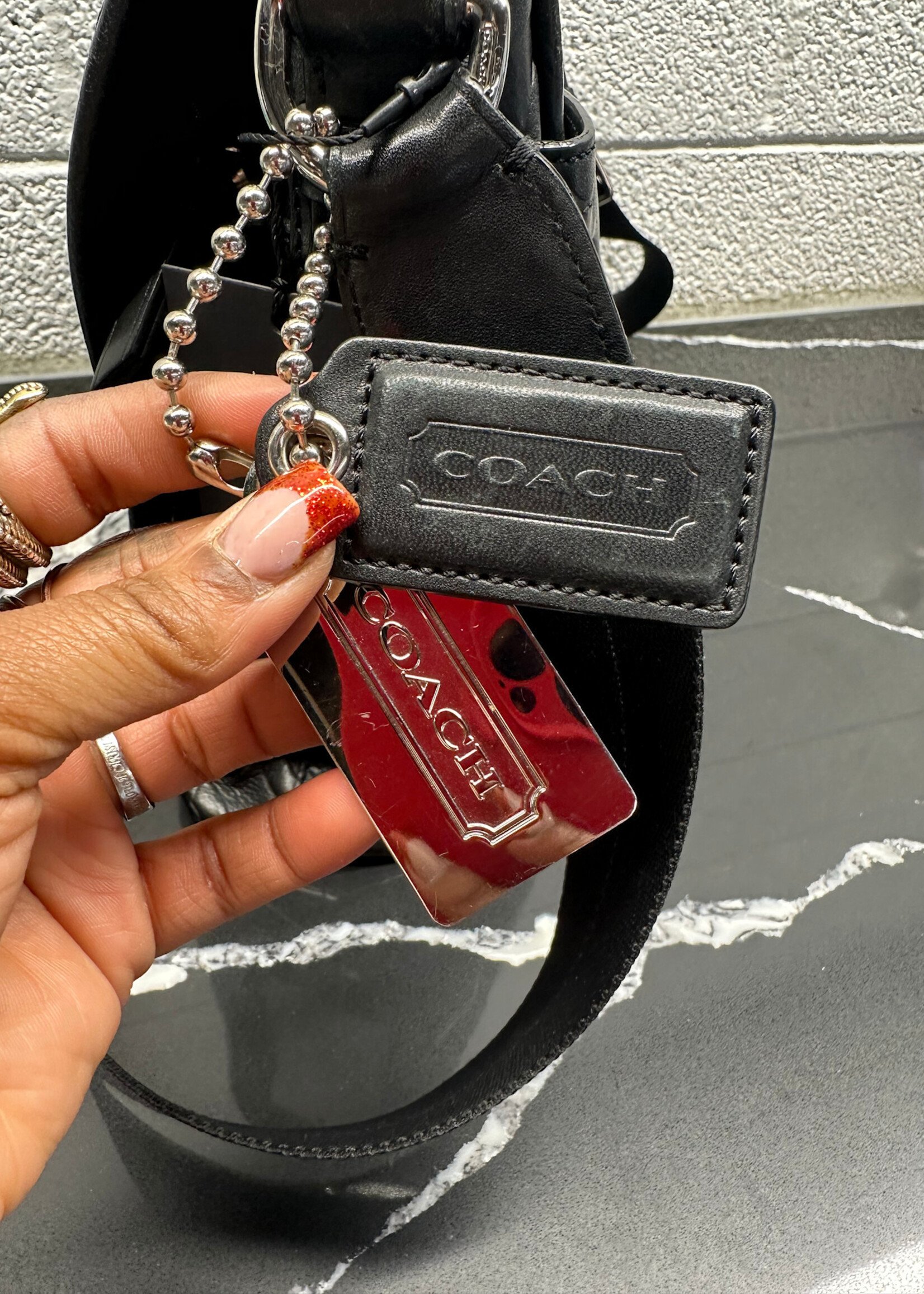 Coach Black Embossed Messenger Bag OS