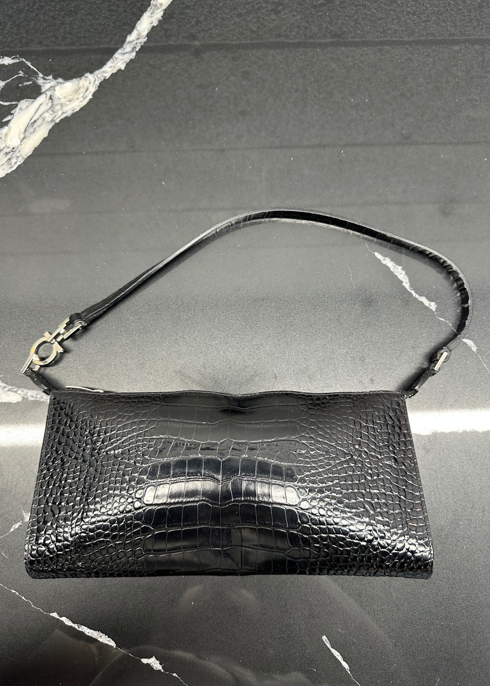 Ferragamo Croc Leather Clutch