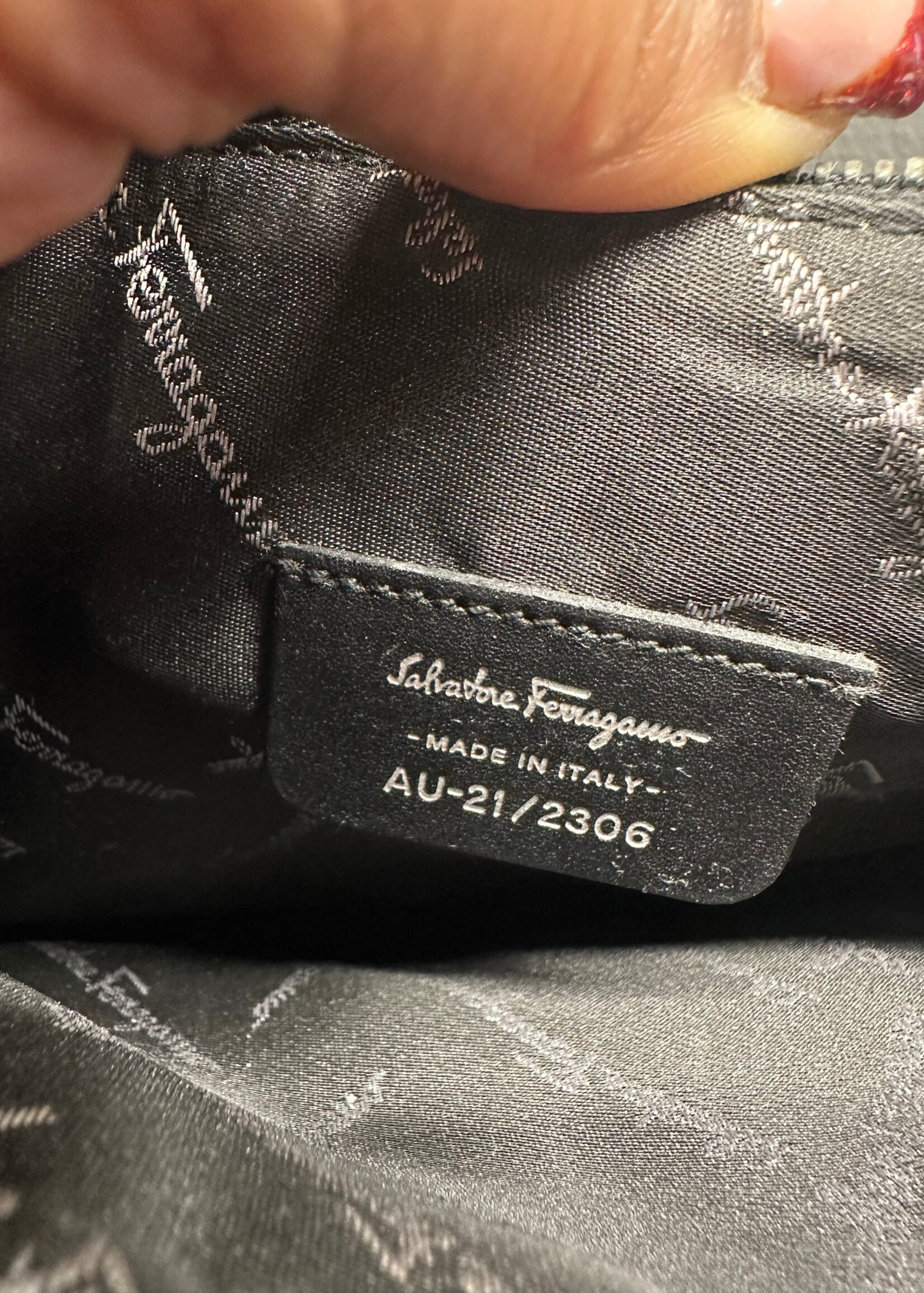 Ferragamo Croc Leather Clutch