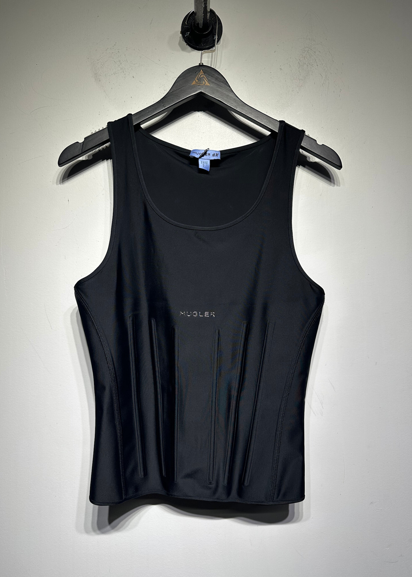 Mugler x HM Black Ribbed Corset Tank M