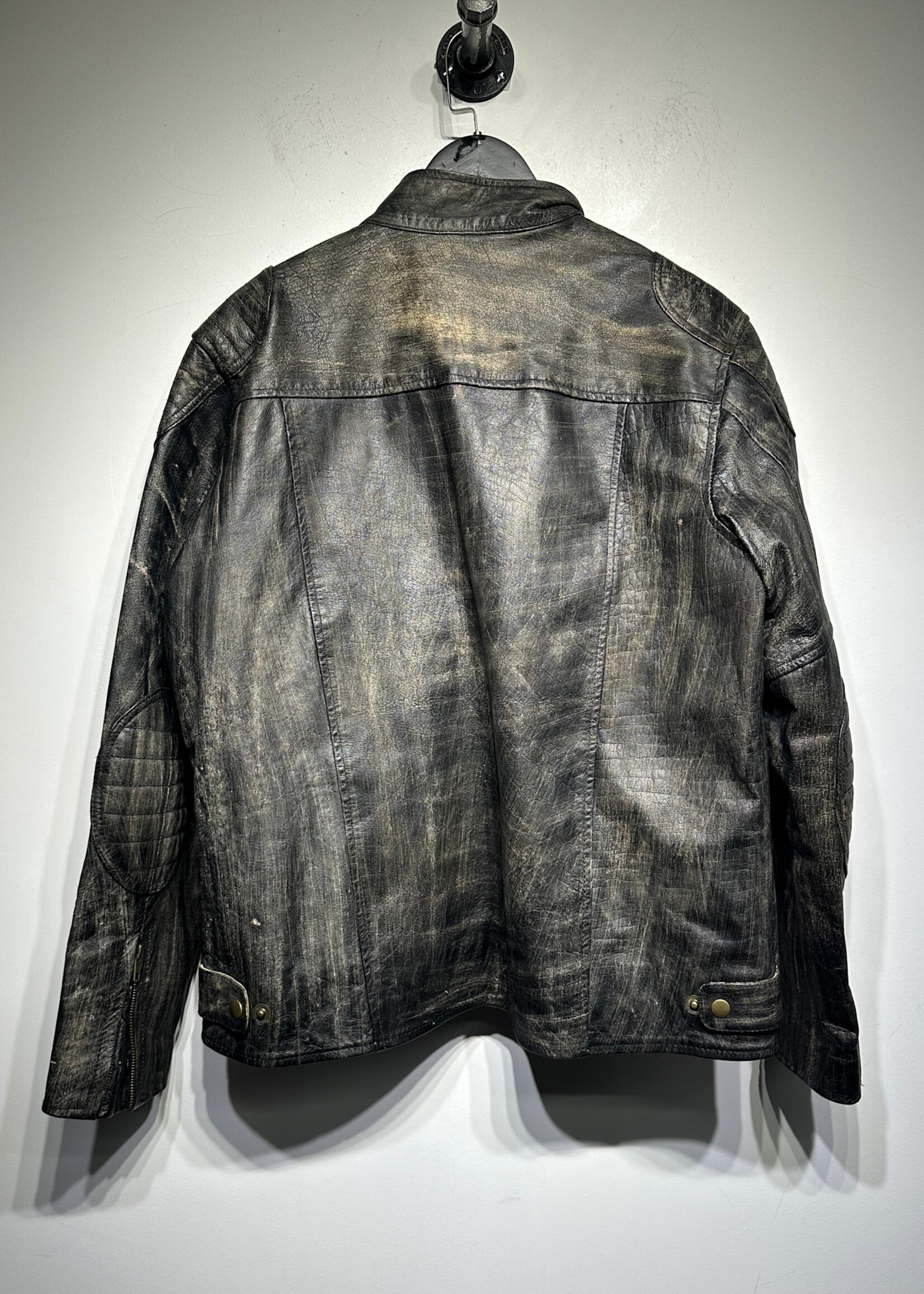 James Leather Faded Black Moto Jacket XL