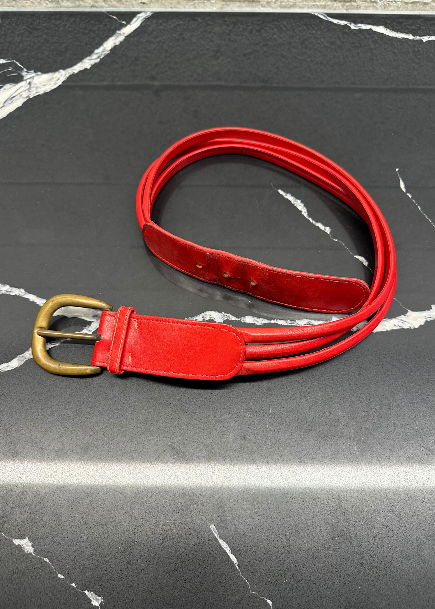 Gucci 80s Red Leather Rope Belt M (27"- 29")