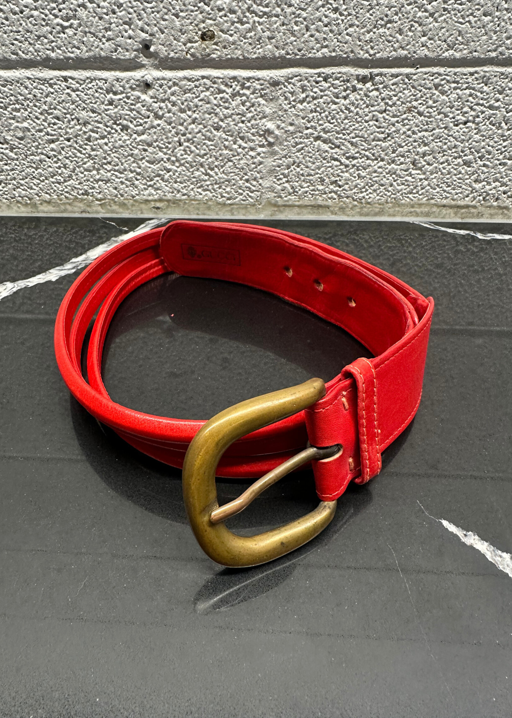 Gucci 80s Red Leather Rope Belt M (27"- 29")