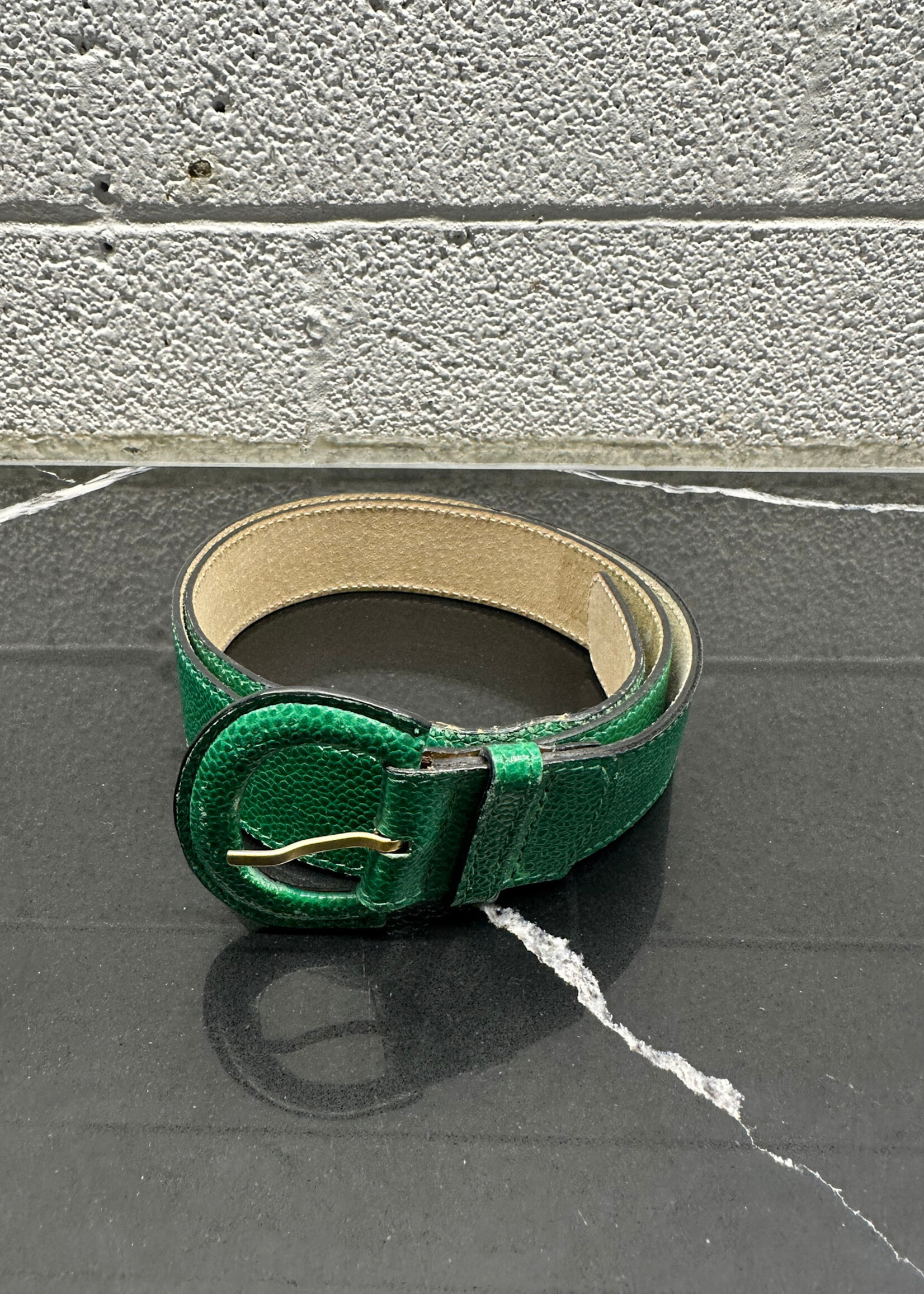 Bottega Veneta Vintage Green Leather Belt 32"-36"