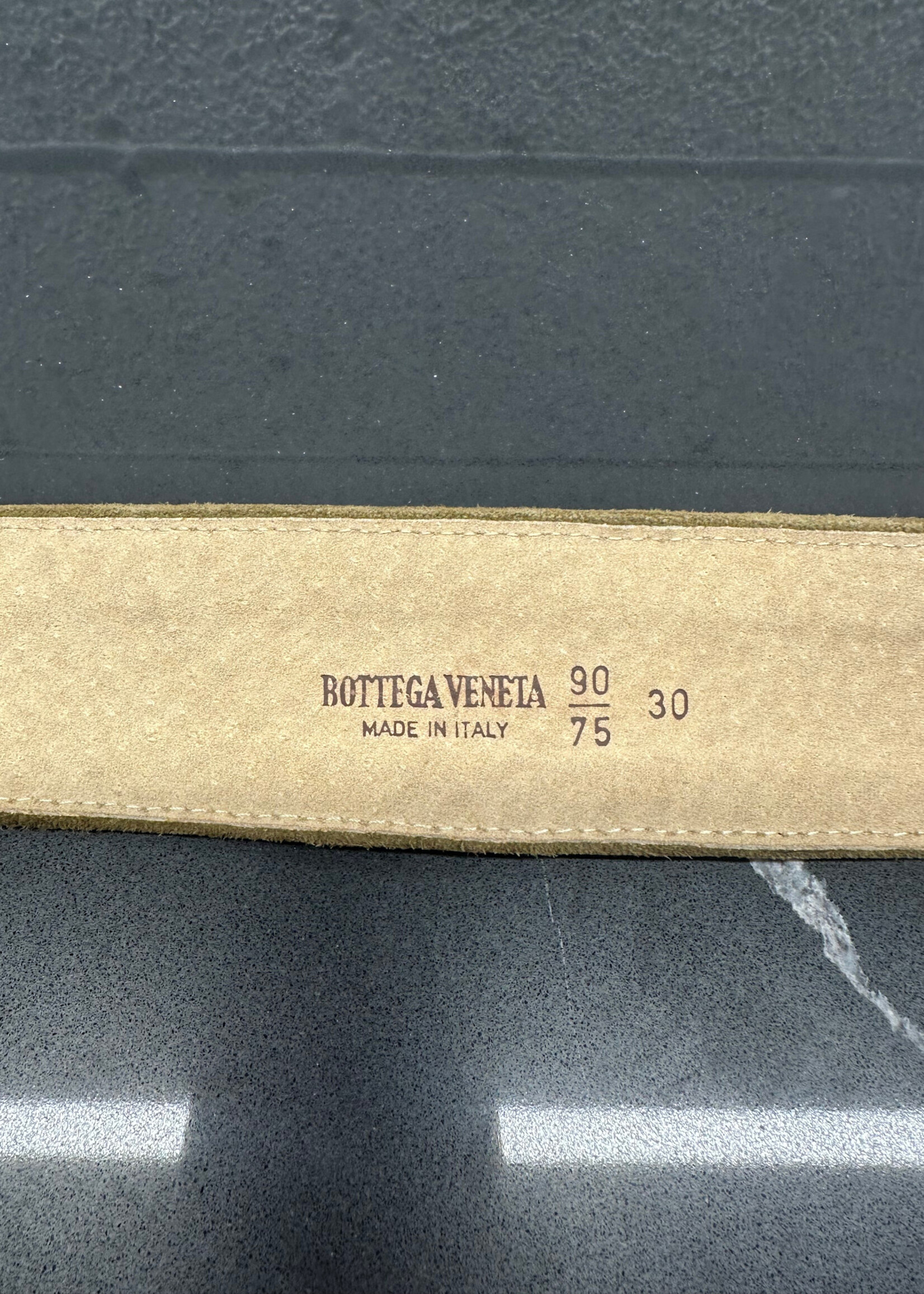 Bottega Veneta Vintage Olive Suede Belt 26"-30"