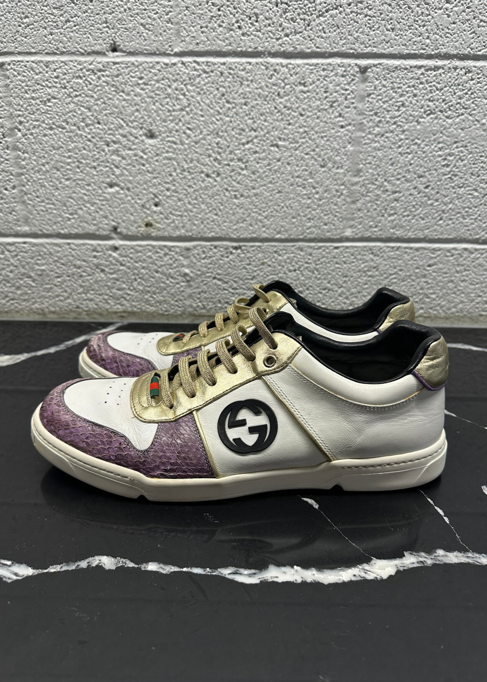 Gucci 5th Ave Purple Snakeskin Sneakers Fits 11 AS IS