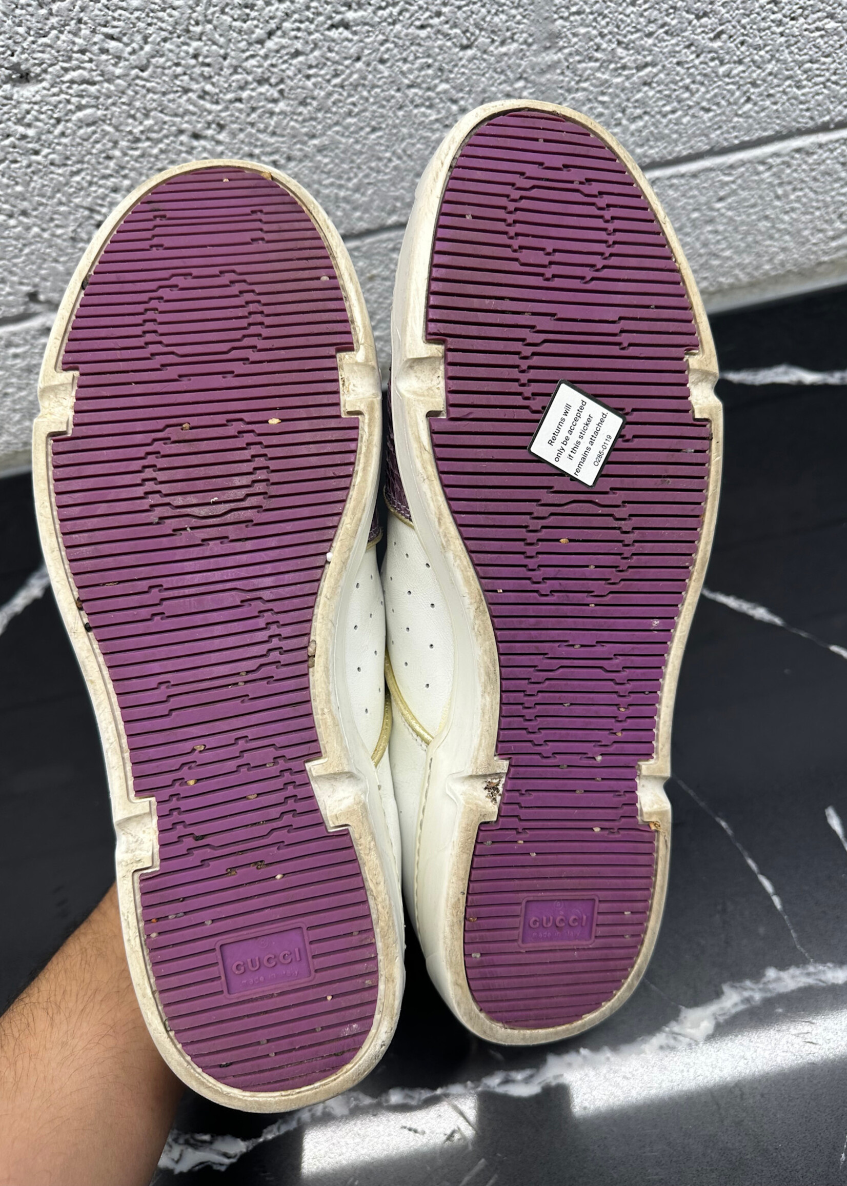 Gucci 5th Ave Purple Snakeskin Sneakers Fits 11 AS IS