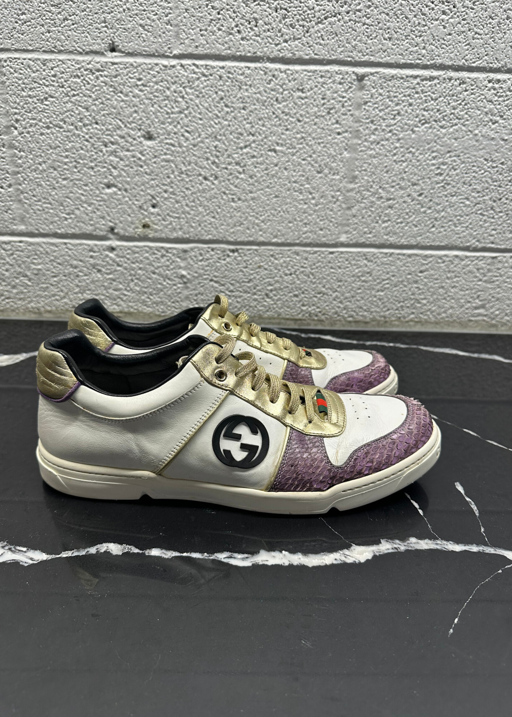 Gucci 5th Ave Purple Snakeskin Sneakers Fits 11 AS IS