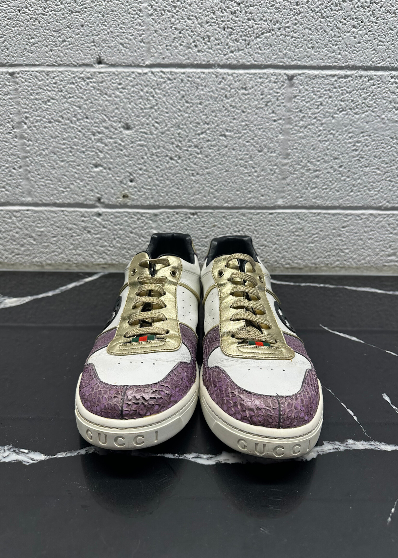 Gucci 5th Ave Purple Snakeskin Sneakers Fits 11 AS IS