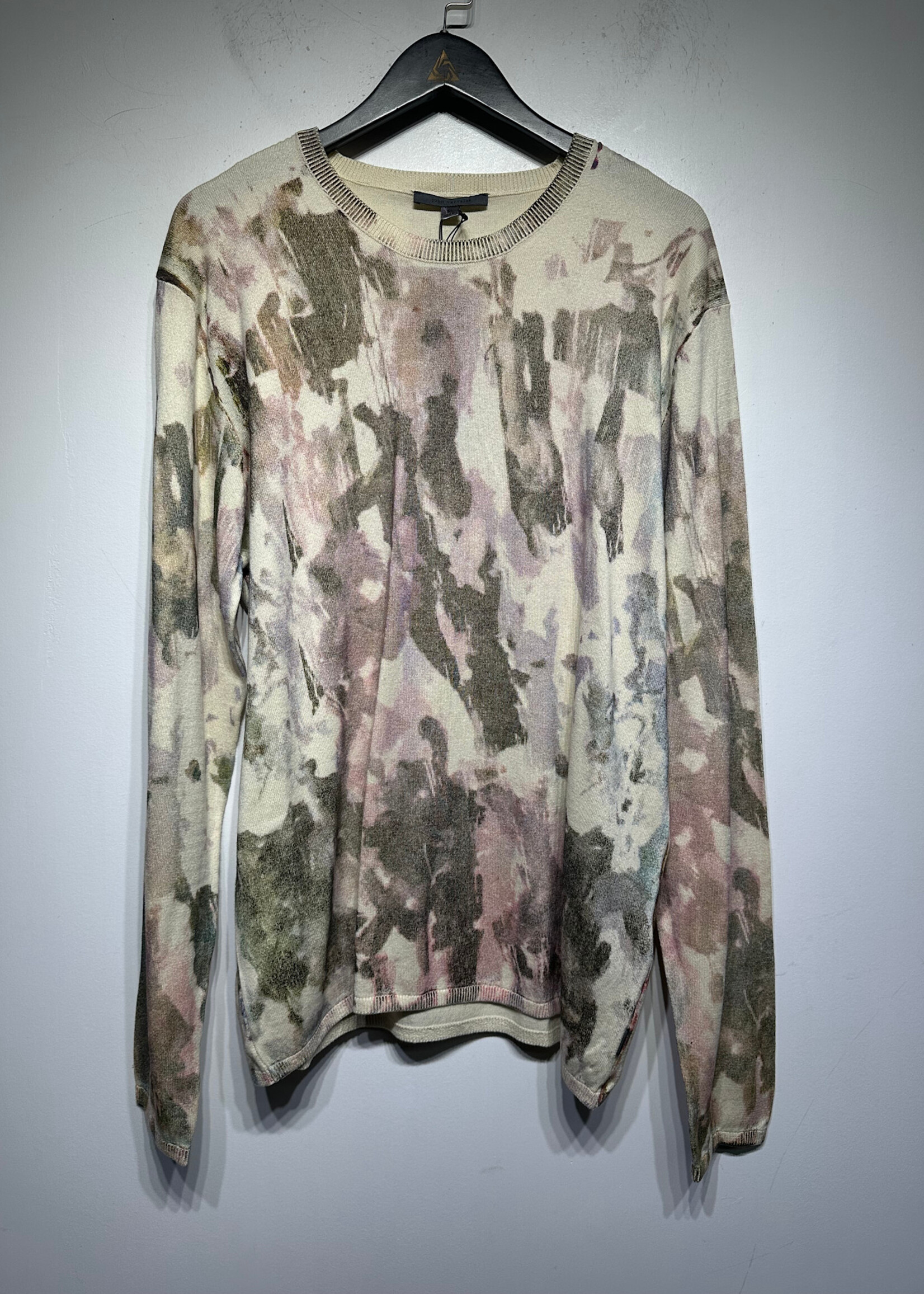 NWT John Varvatos Pink Green Abstract Sweater XL