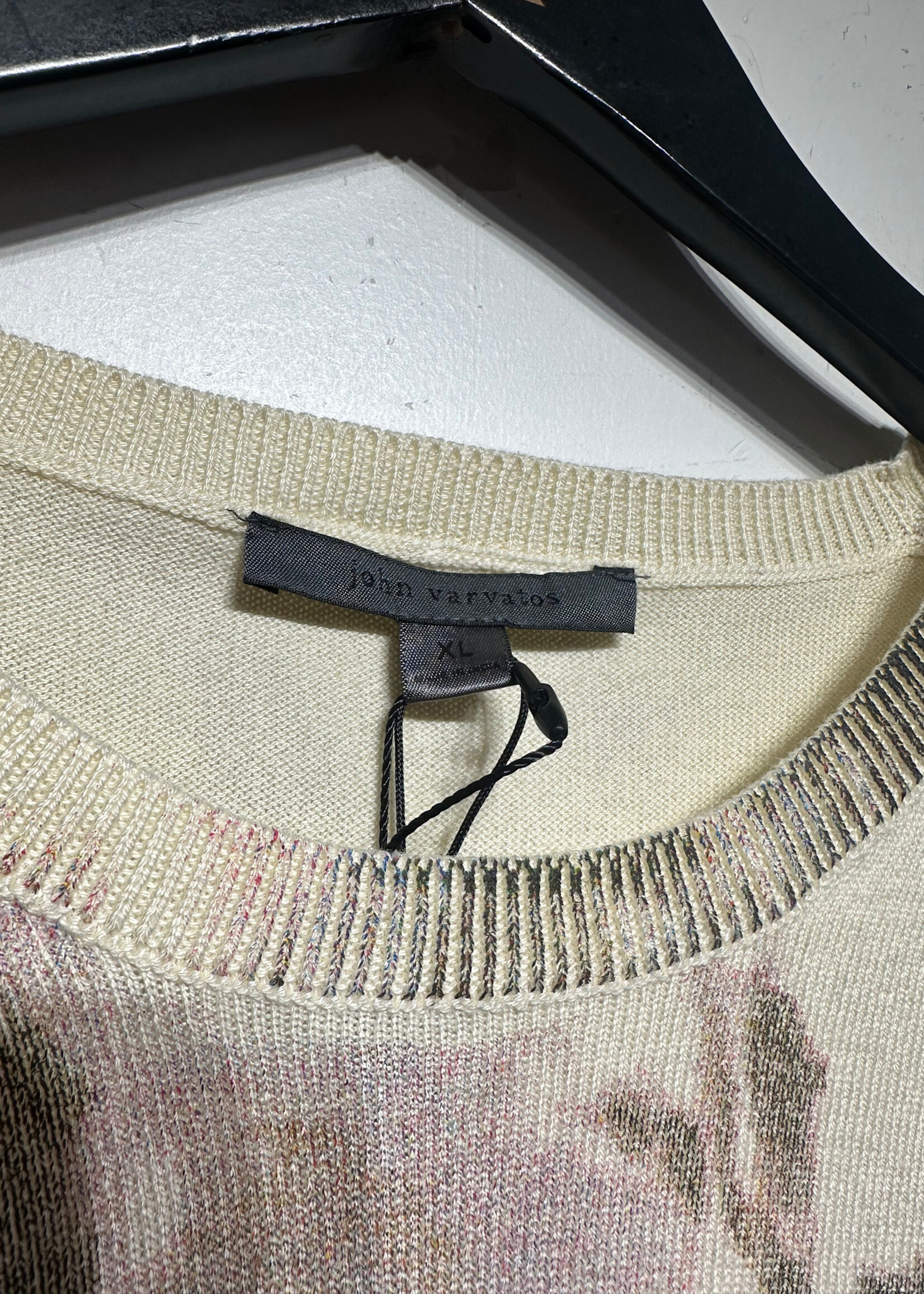 NWT John Varvatos Pink Green Abstract Sweater XL