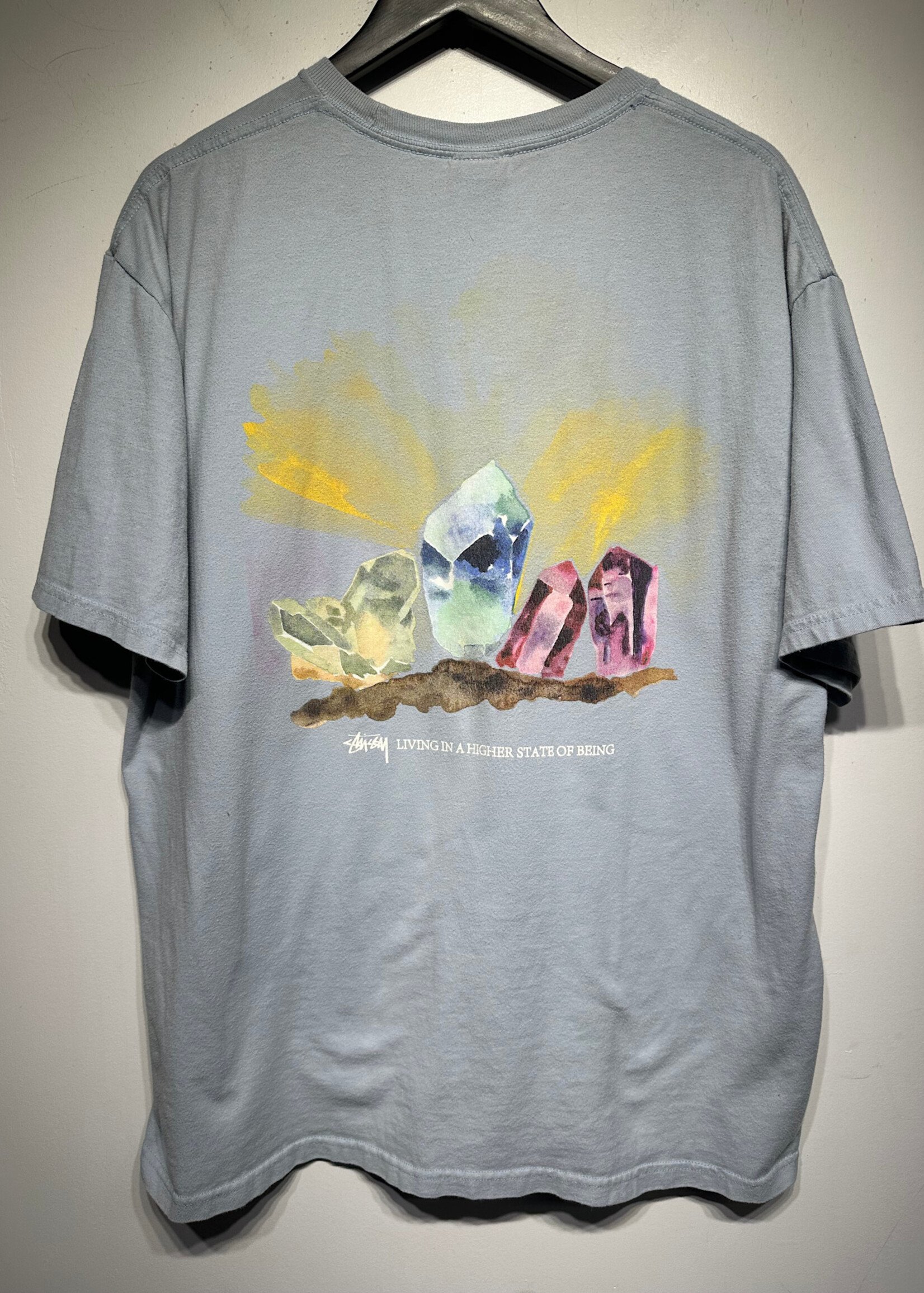 Stussy 00s Light Blue Crystal Tee XL