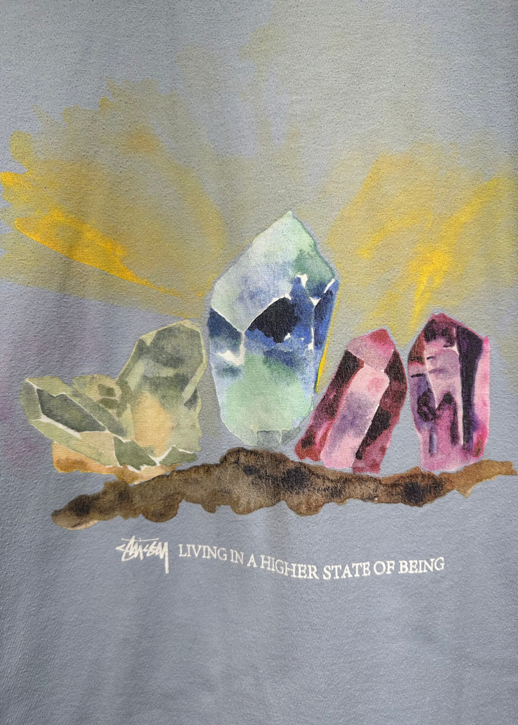 Stussy 00s Light Blue Crystal Tee XL