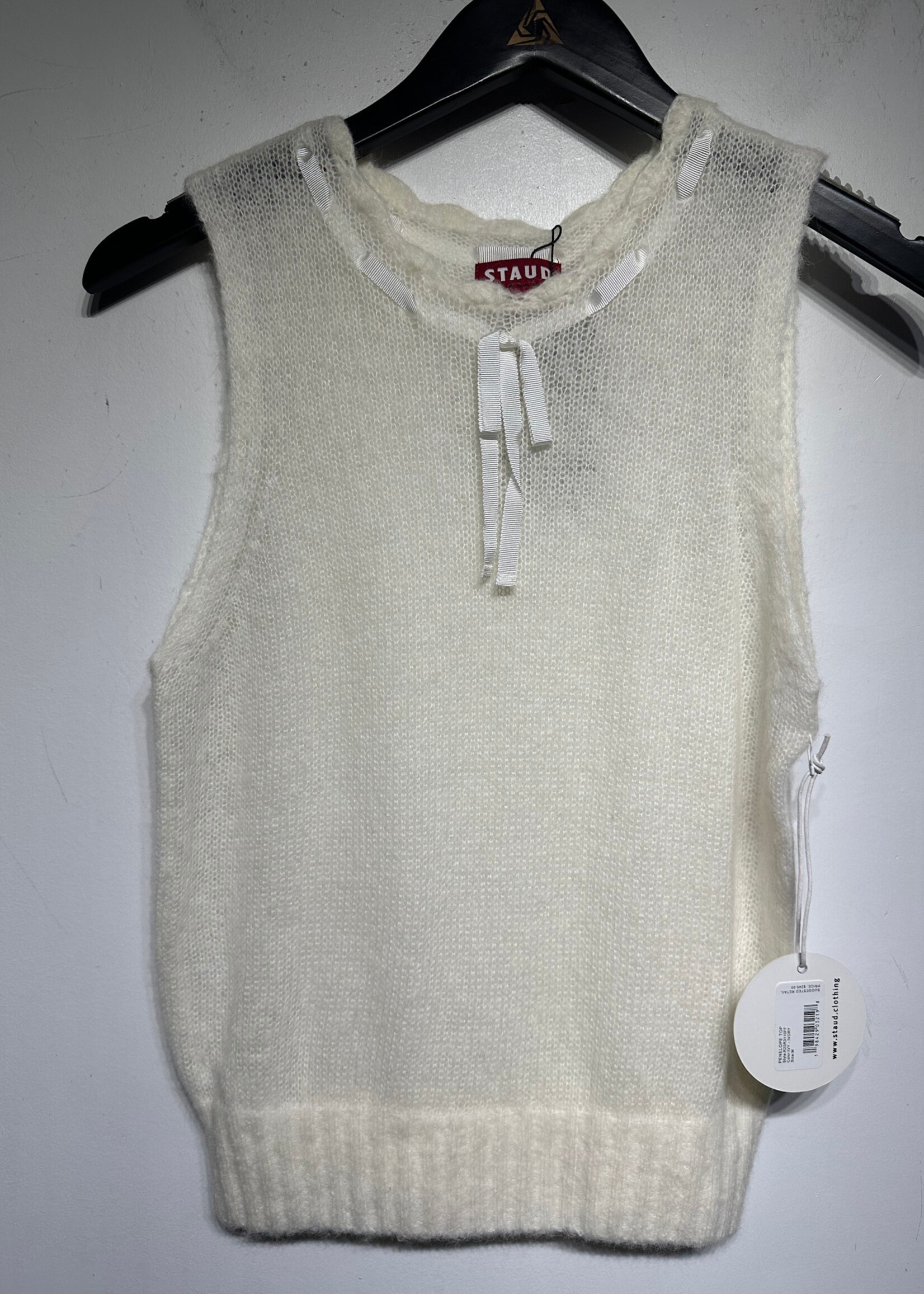 NWT Staud white crochet Sleevless top M
