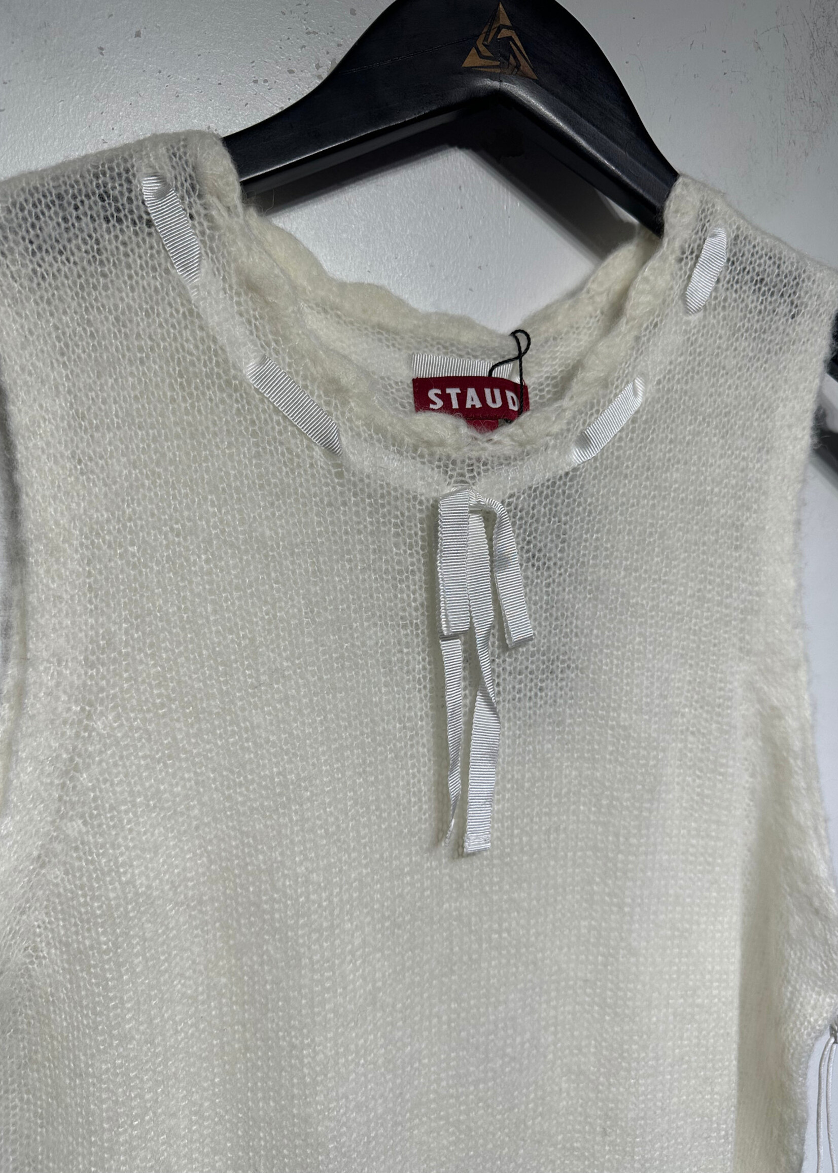 NWT Staud white crochet Sleevless top M