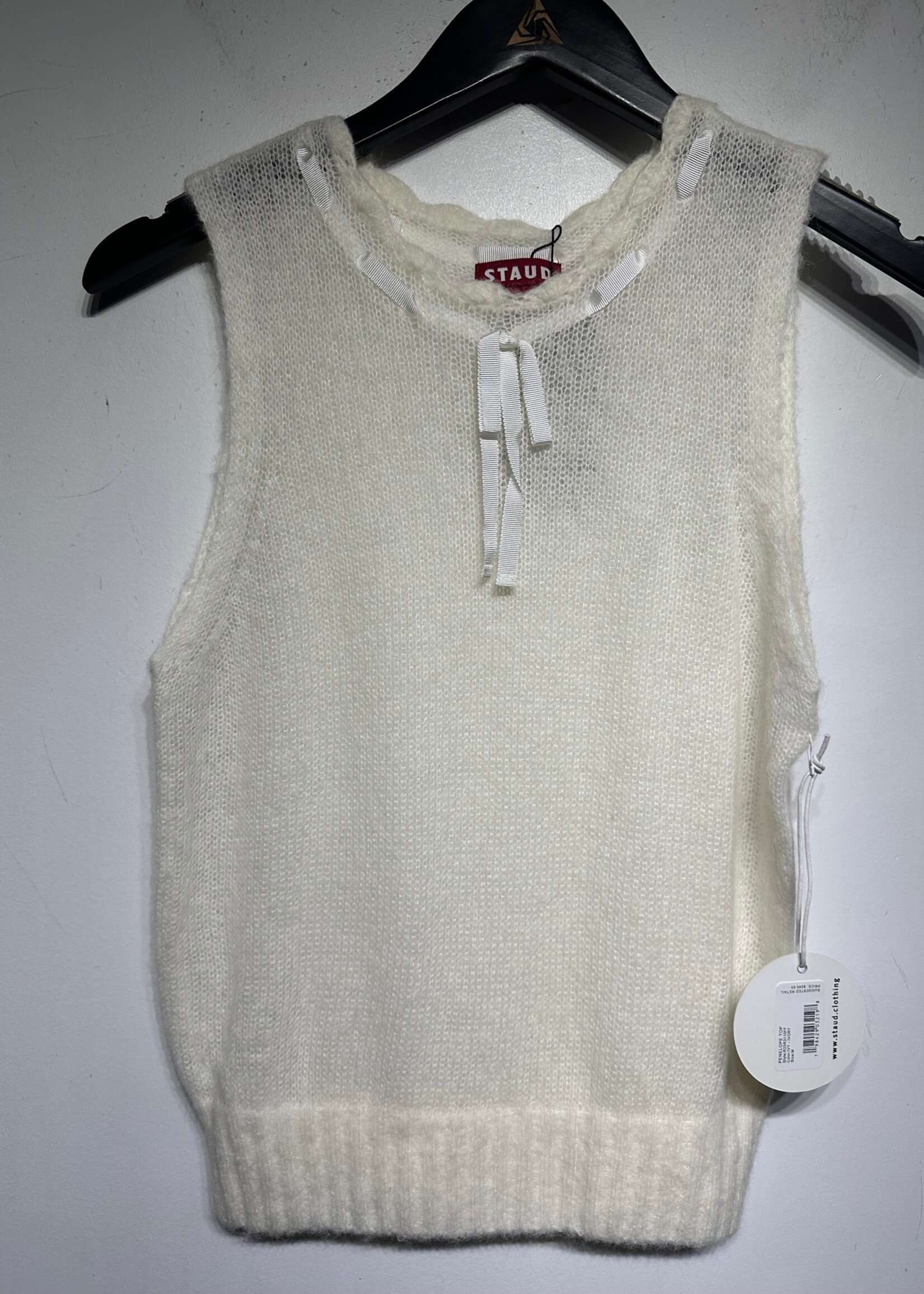 NWT Staud white crochet Sleevless top M