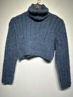 Takeout Light Blue Knit Crop Sweater Fits M