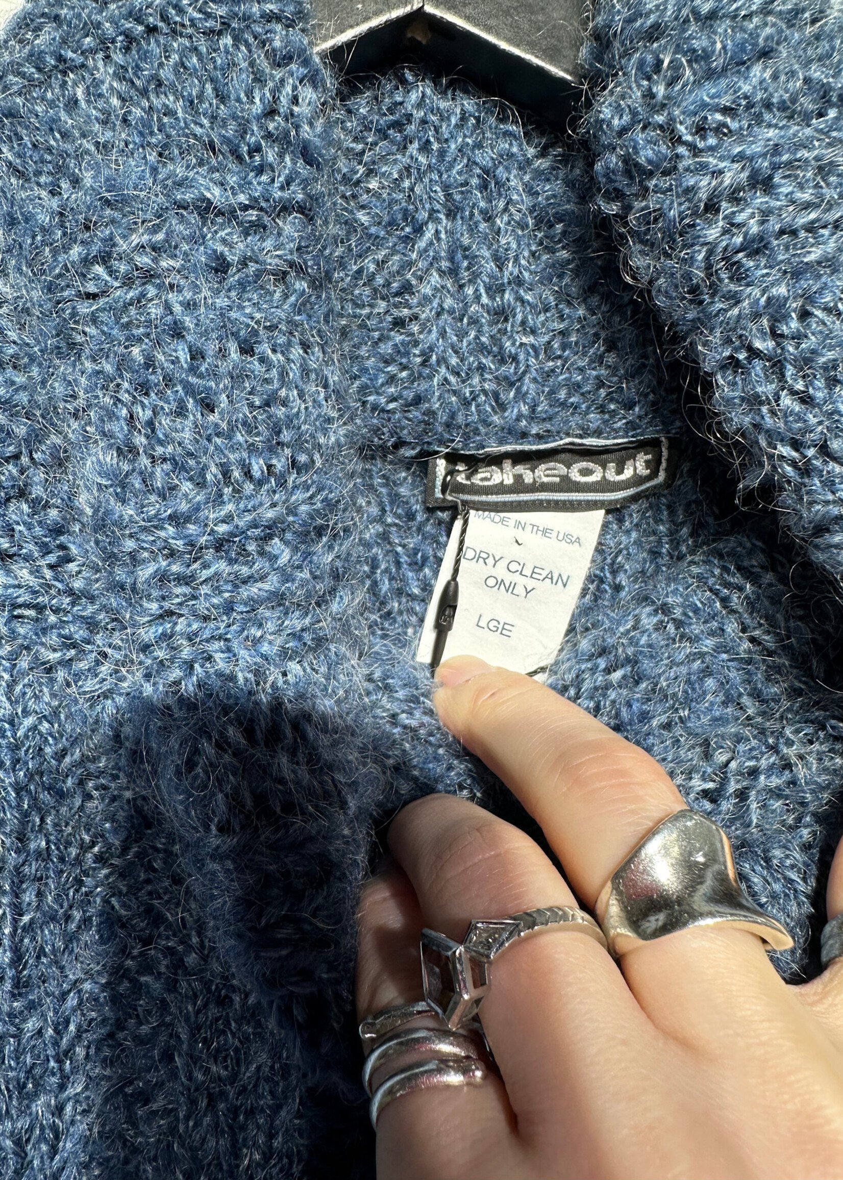 Takeout Light Blue Knit Crop Sweater Fits M