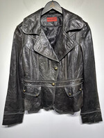 Nicola Bertti Black Leather Blazer Fits L As Is