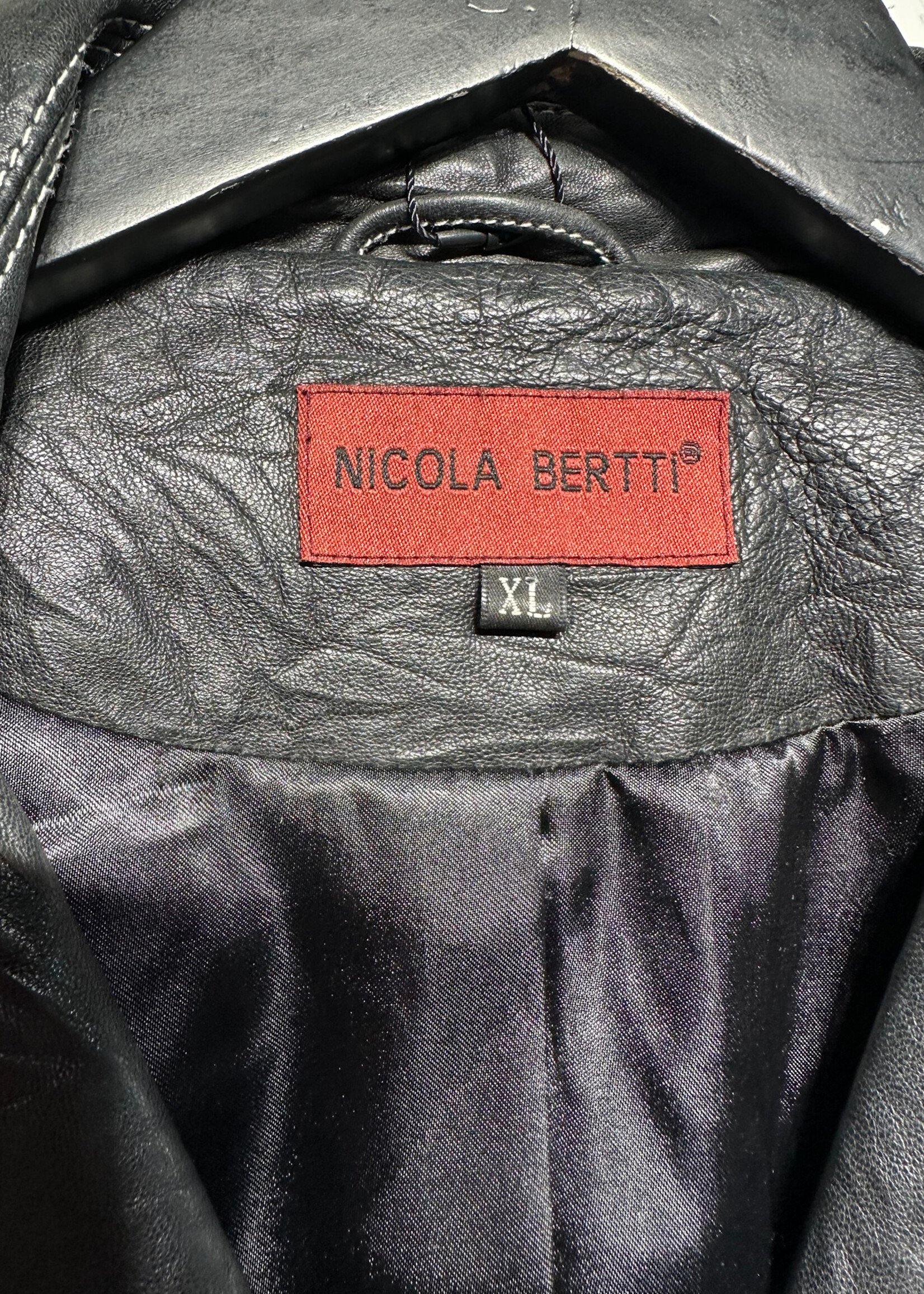 Nicola Bertti Black Leather Blazer Fits L As Is