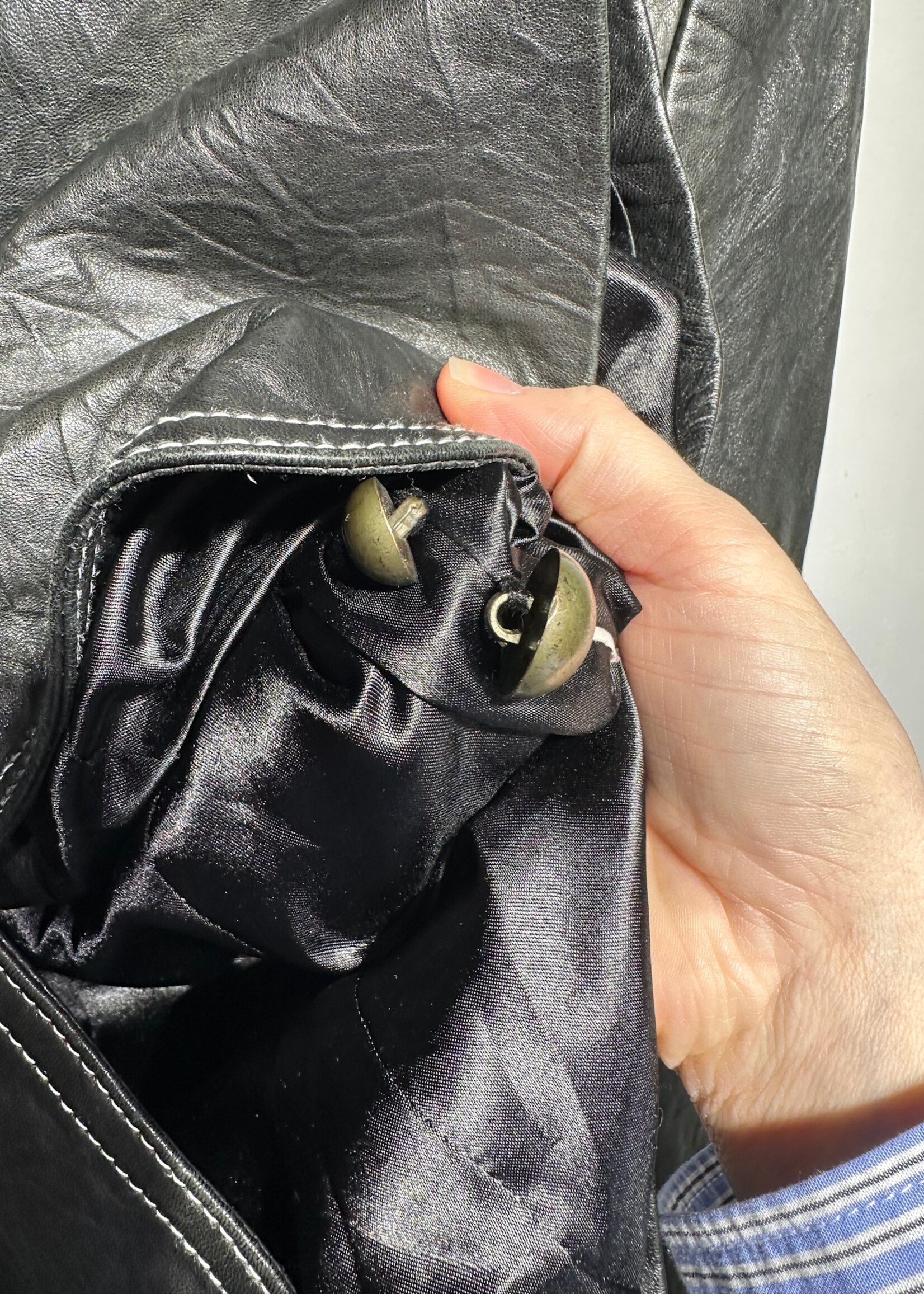 Nicola Bertti Black Leather Blazer Fits L As Is