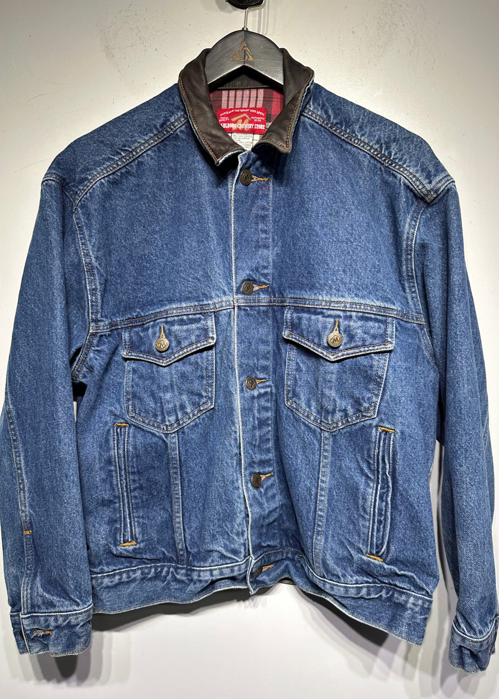 Marlboro Denim Leather Collar Jacket Masc S
