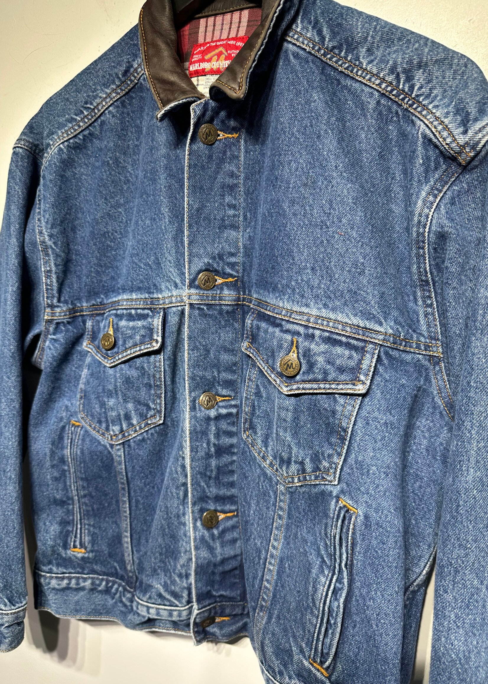 Marlboro Denim Leather Collar Jacket Masc S