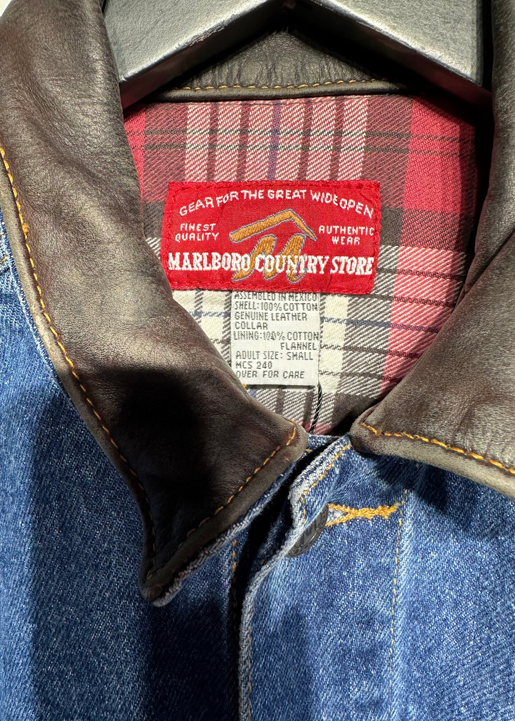 Marlboro Denim Leather Collar Jacket Masc S