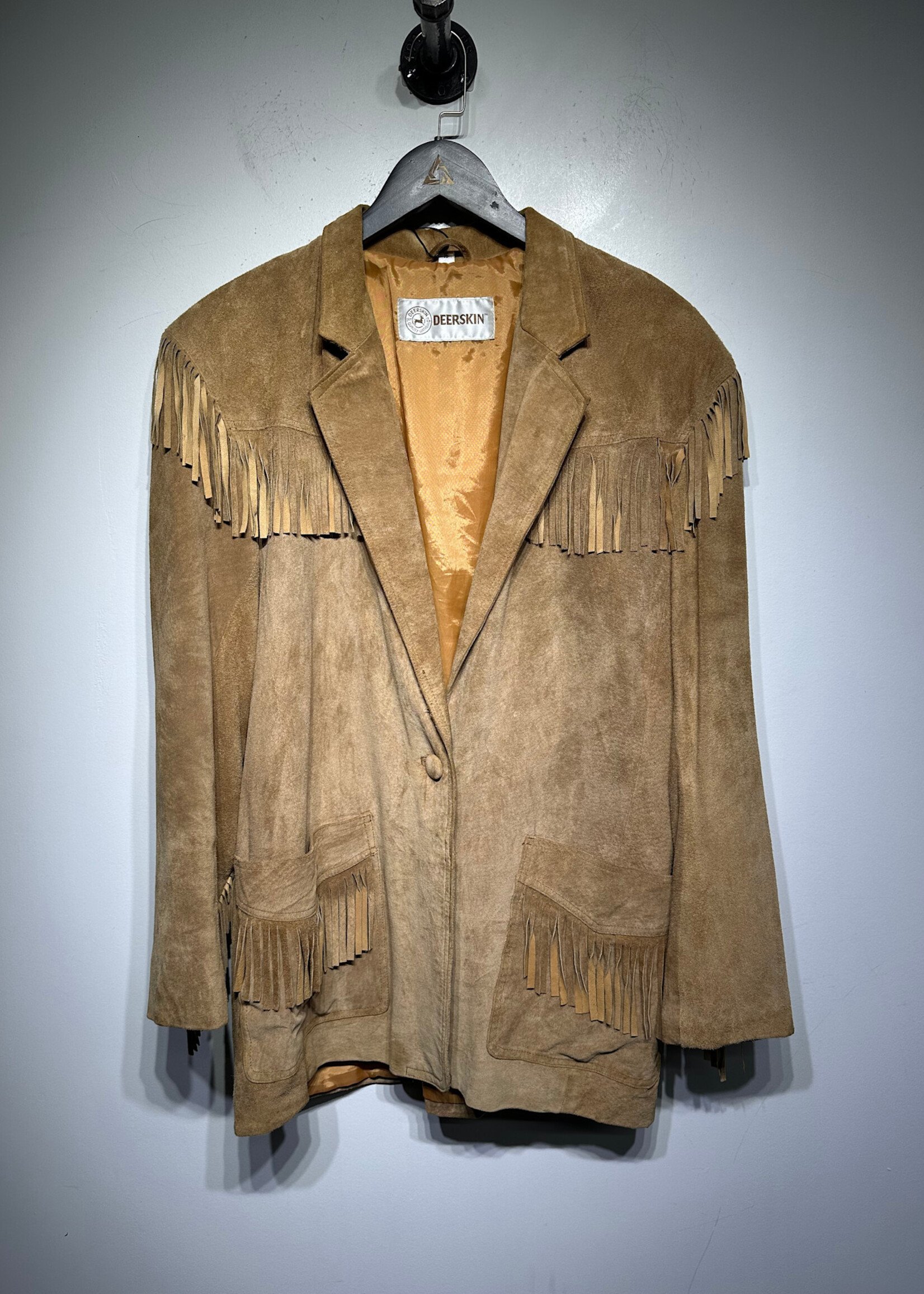 Deerskin Tan Suede Fringe Jacket XXL