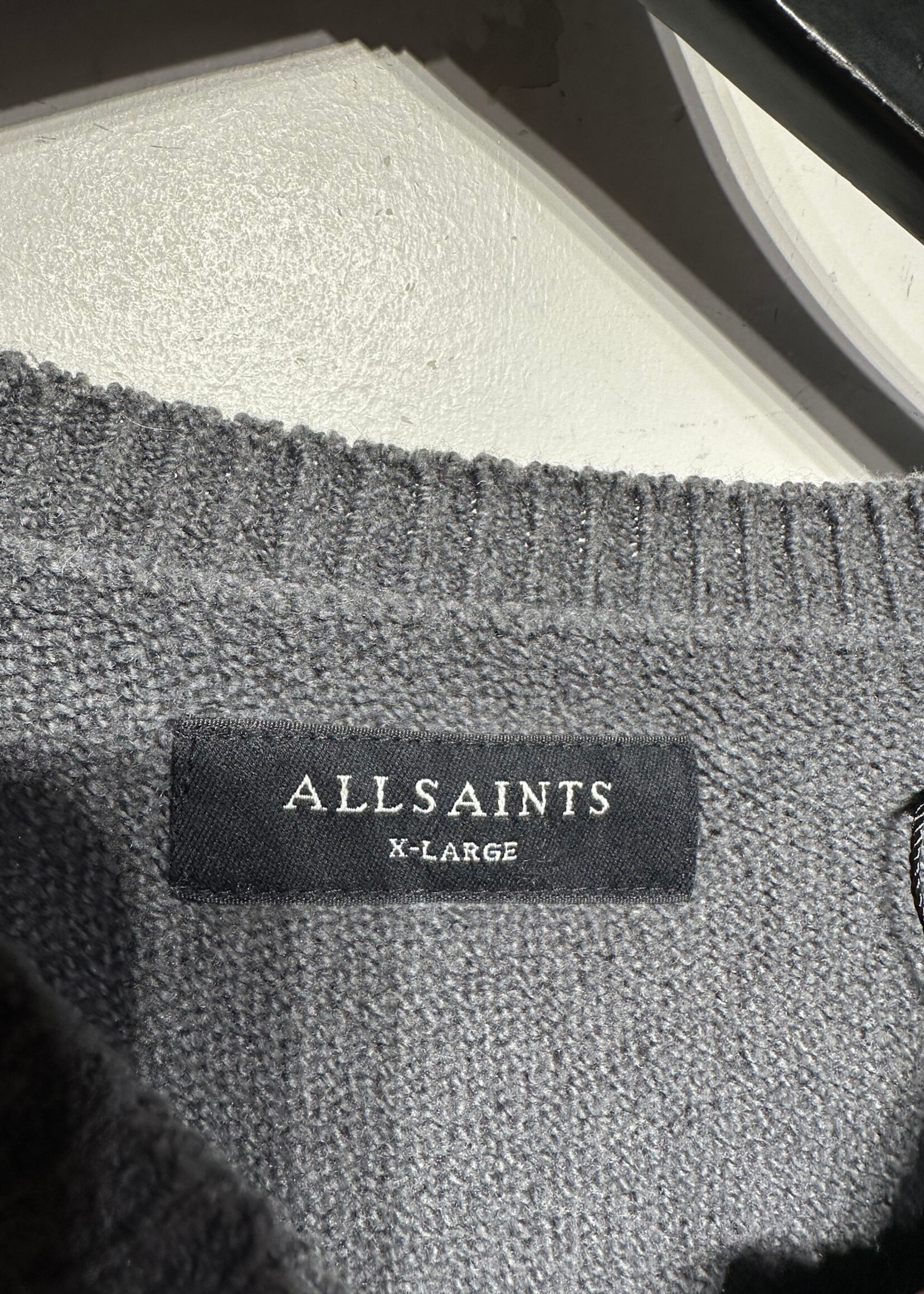 Allsaints Dark Grey Knit Logo Sweater XL