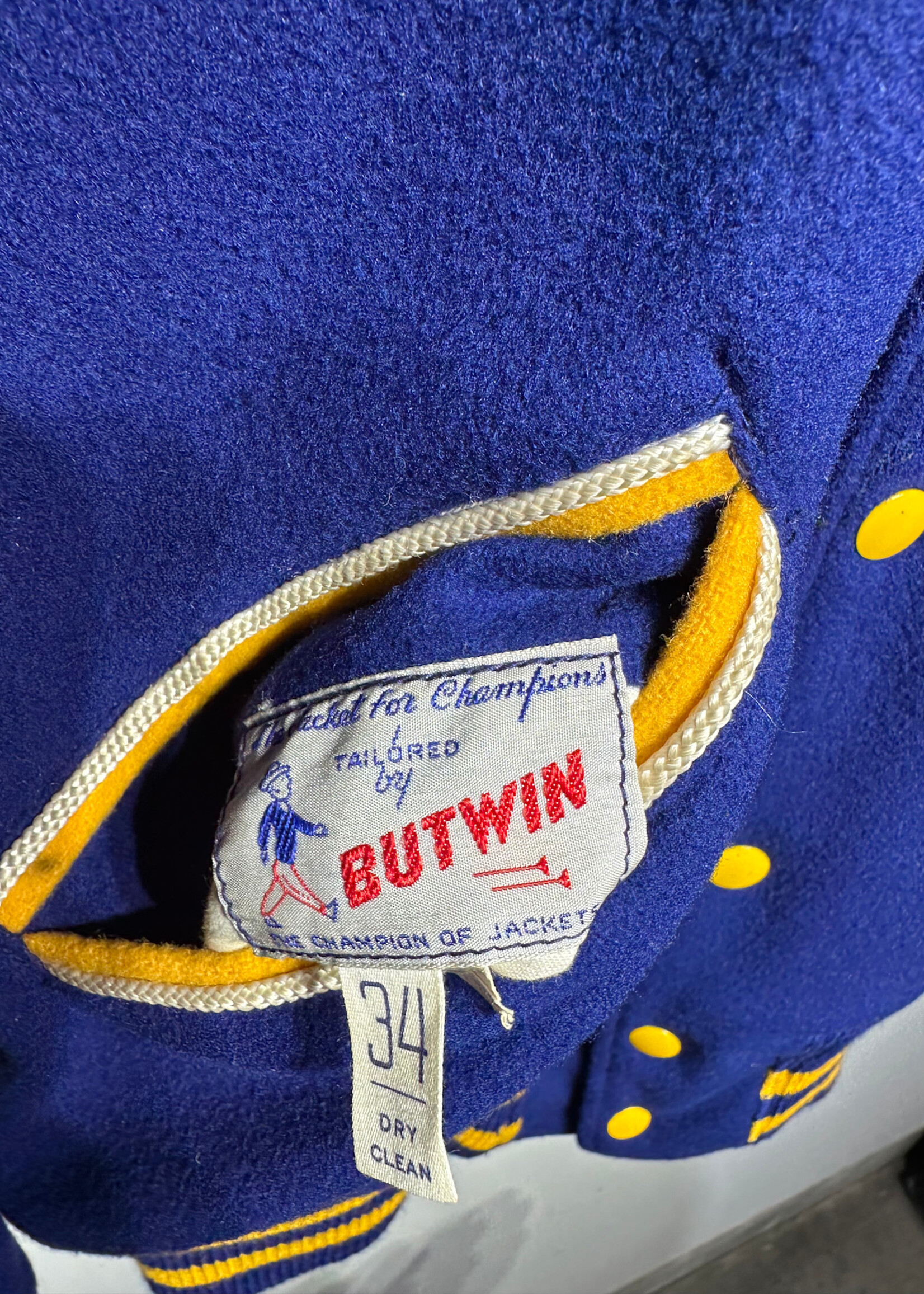 Butwin Vintage Blue Yellow Varsity Jacket Masc S