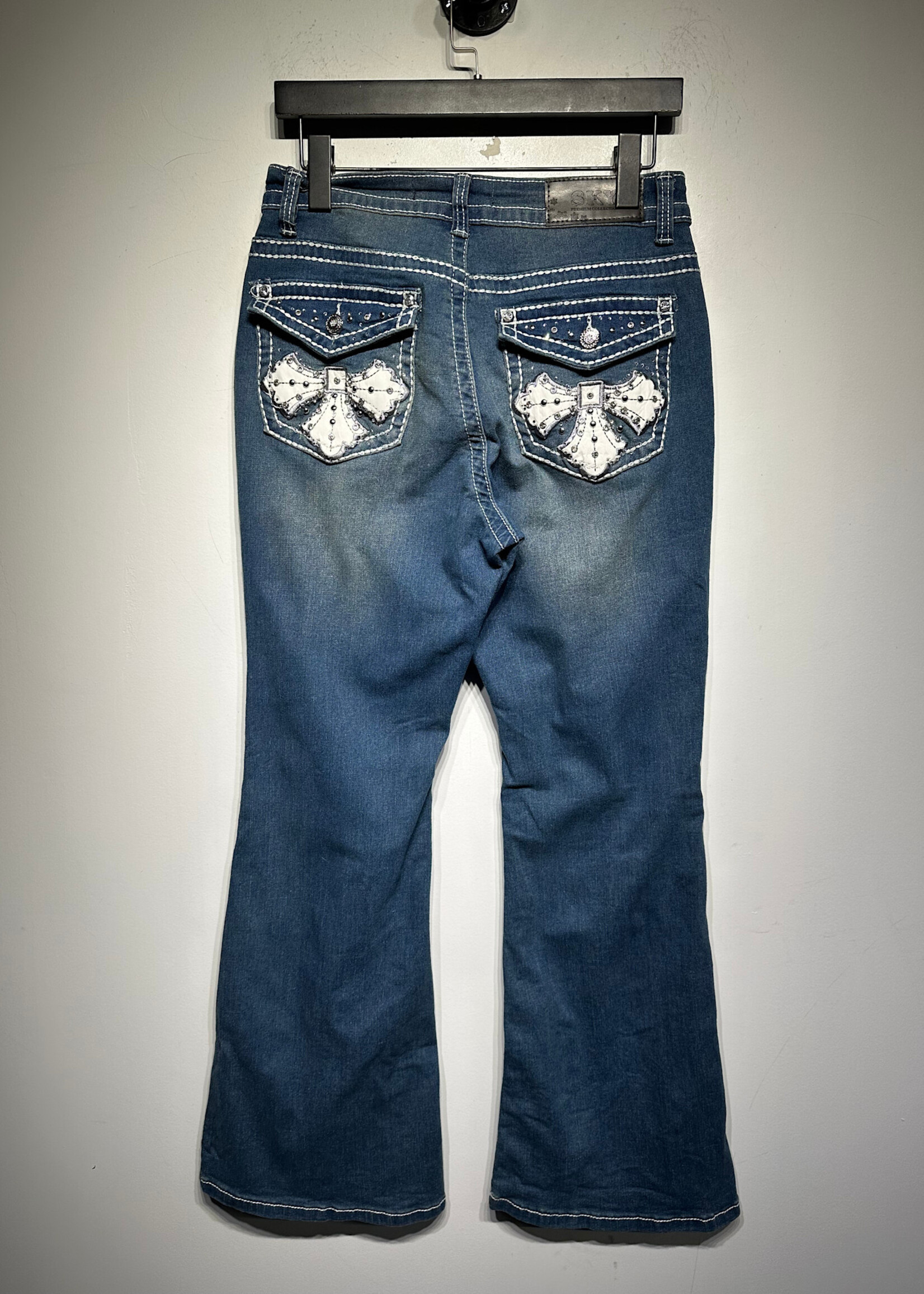 Sky Y2K Cross Patch Flare Jeans 28