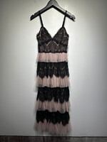Marchesa Notte Pink Black Lace Dress 4/S
