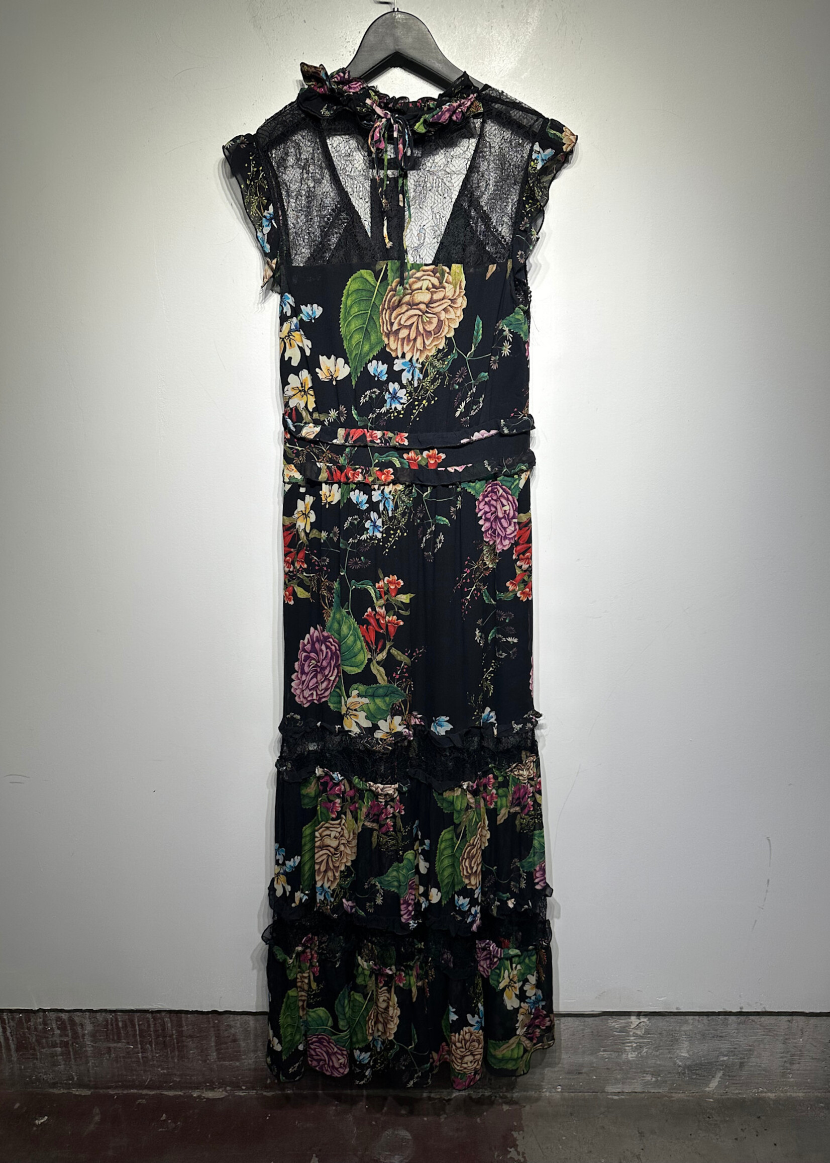 Nicholas Floral Lace Cutout Dress M