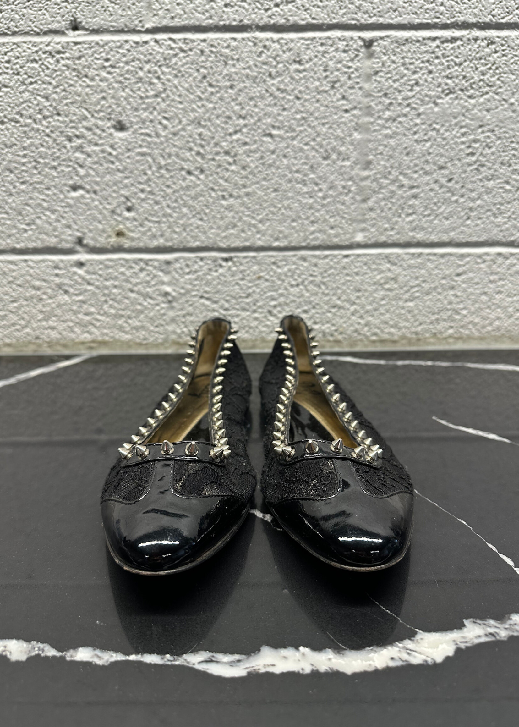 D&G Black Lace Studded Flats 38.5/7.5