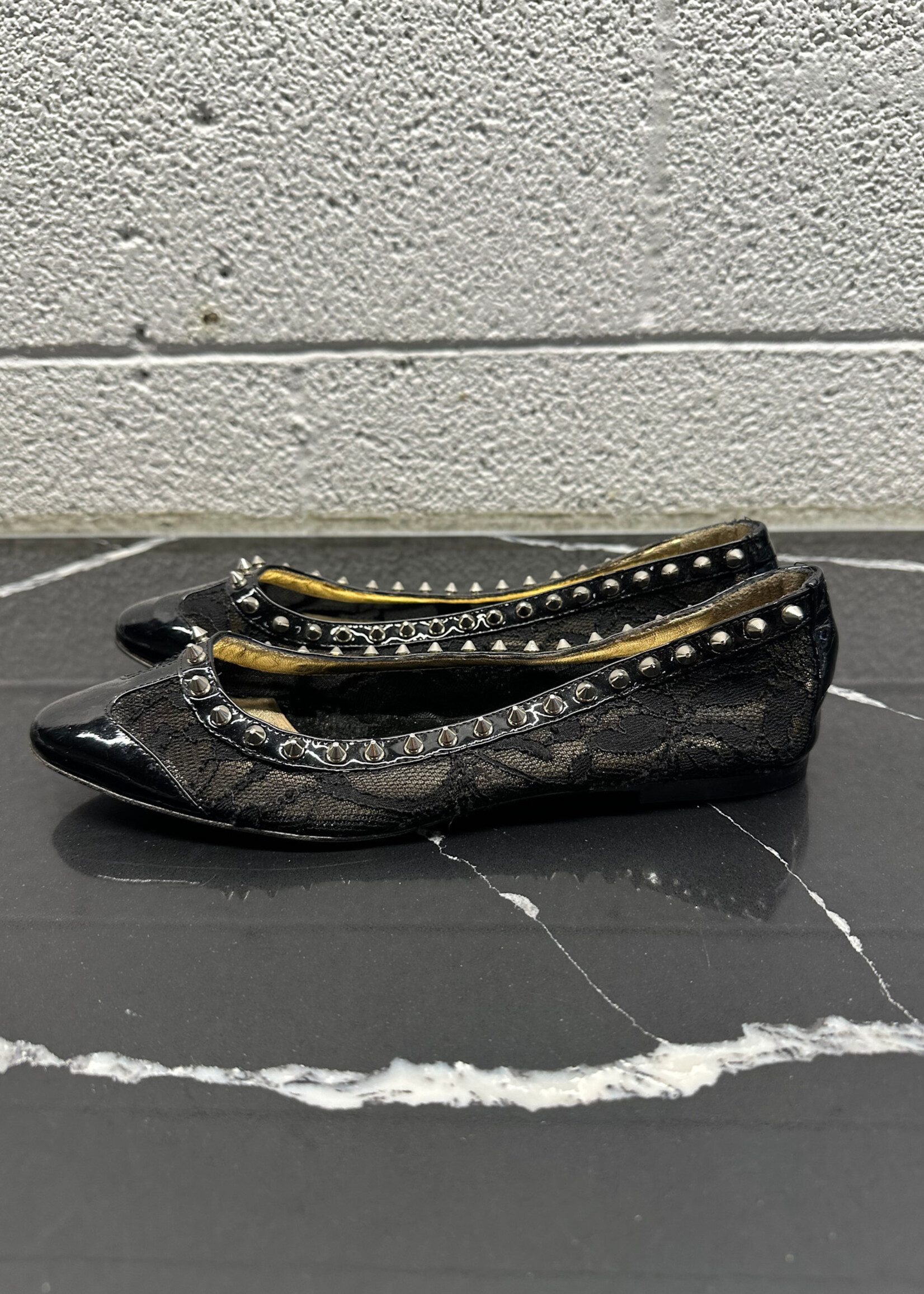 D&G Black Lace Studded Flats 38.5/7.5