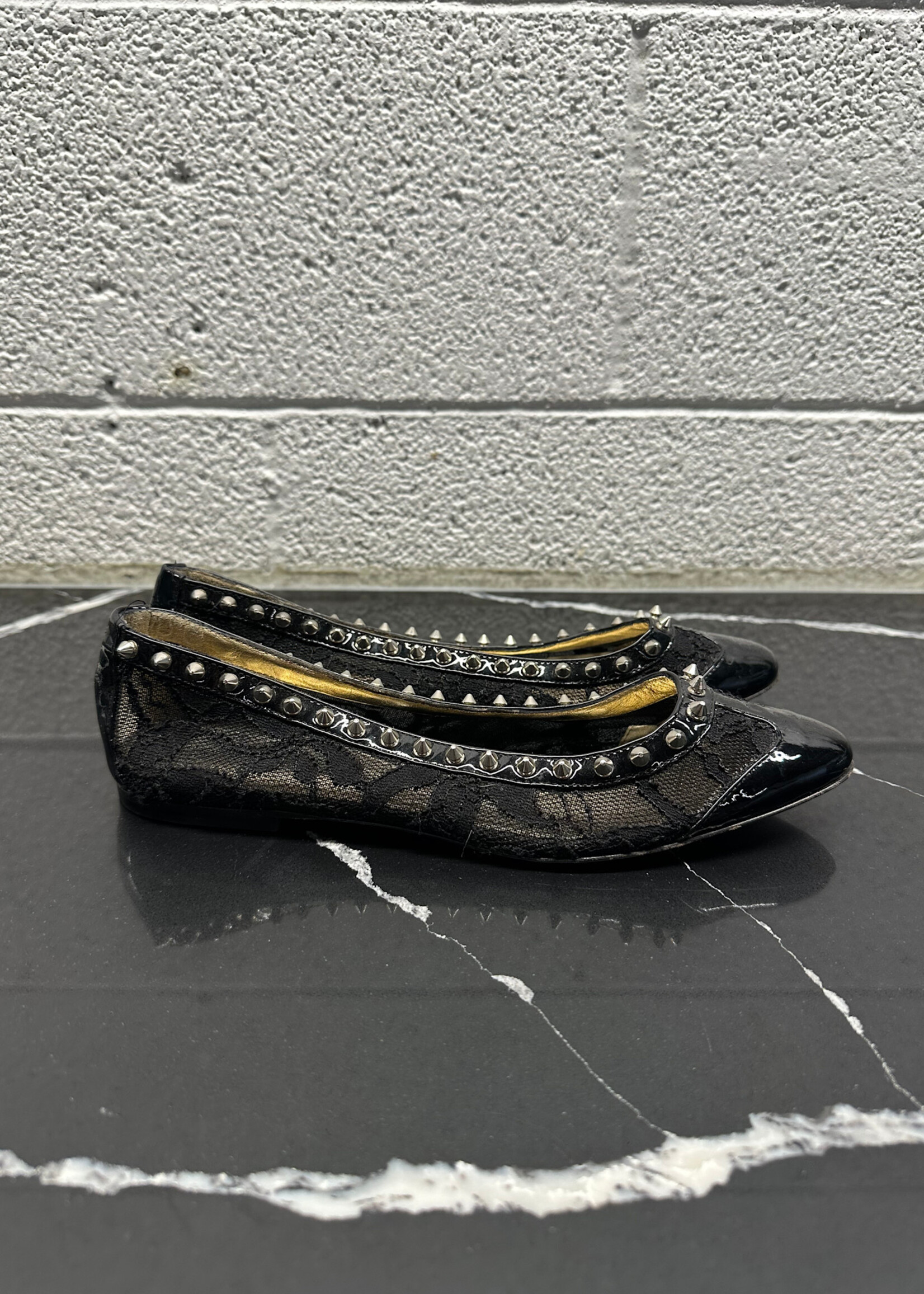 D&G Black Lace Studded Flats 38.5/7.5