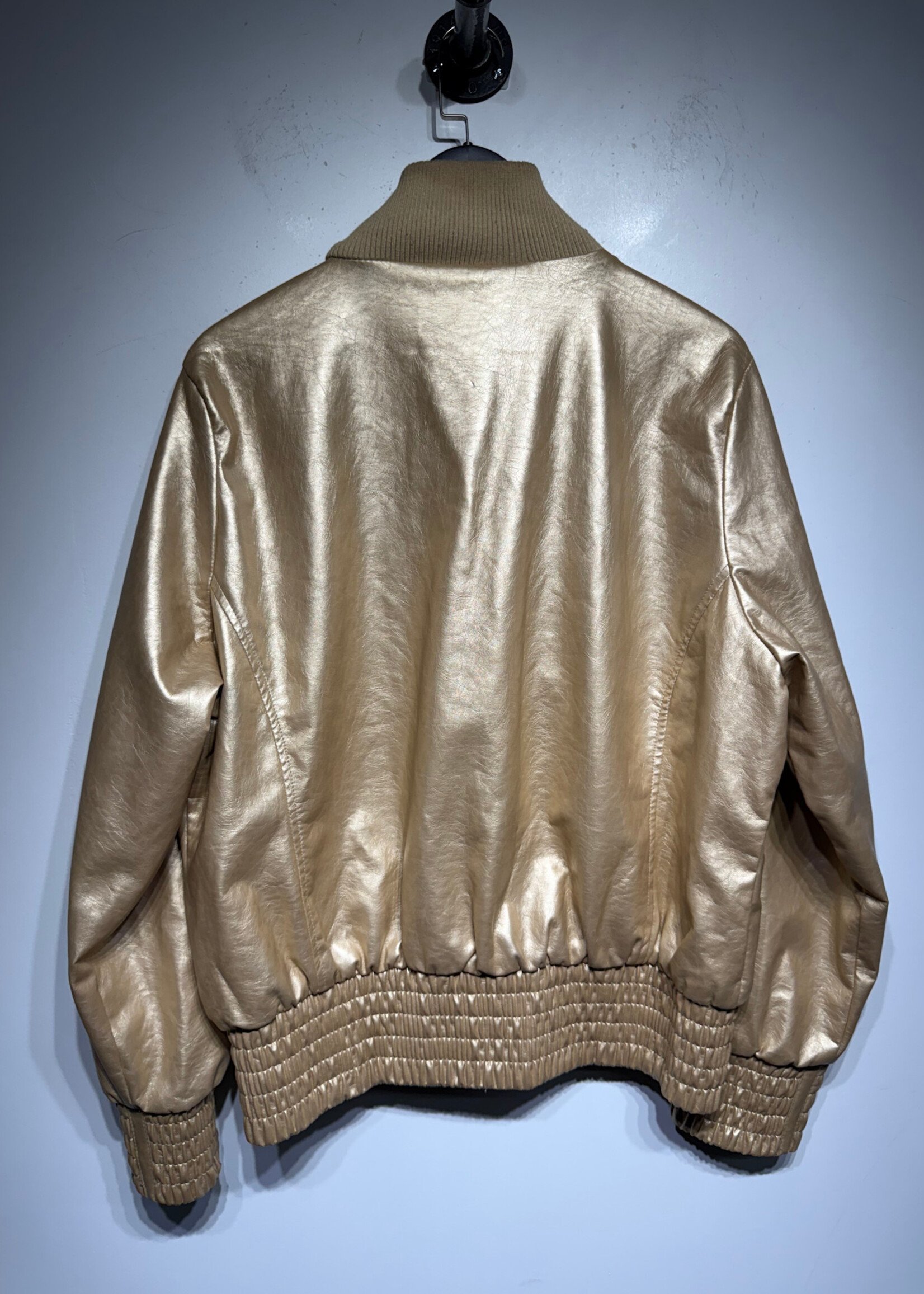 Rocawear Y2K Gold Faux Leather Jacket Fem L
