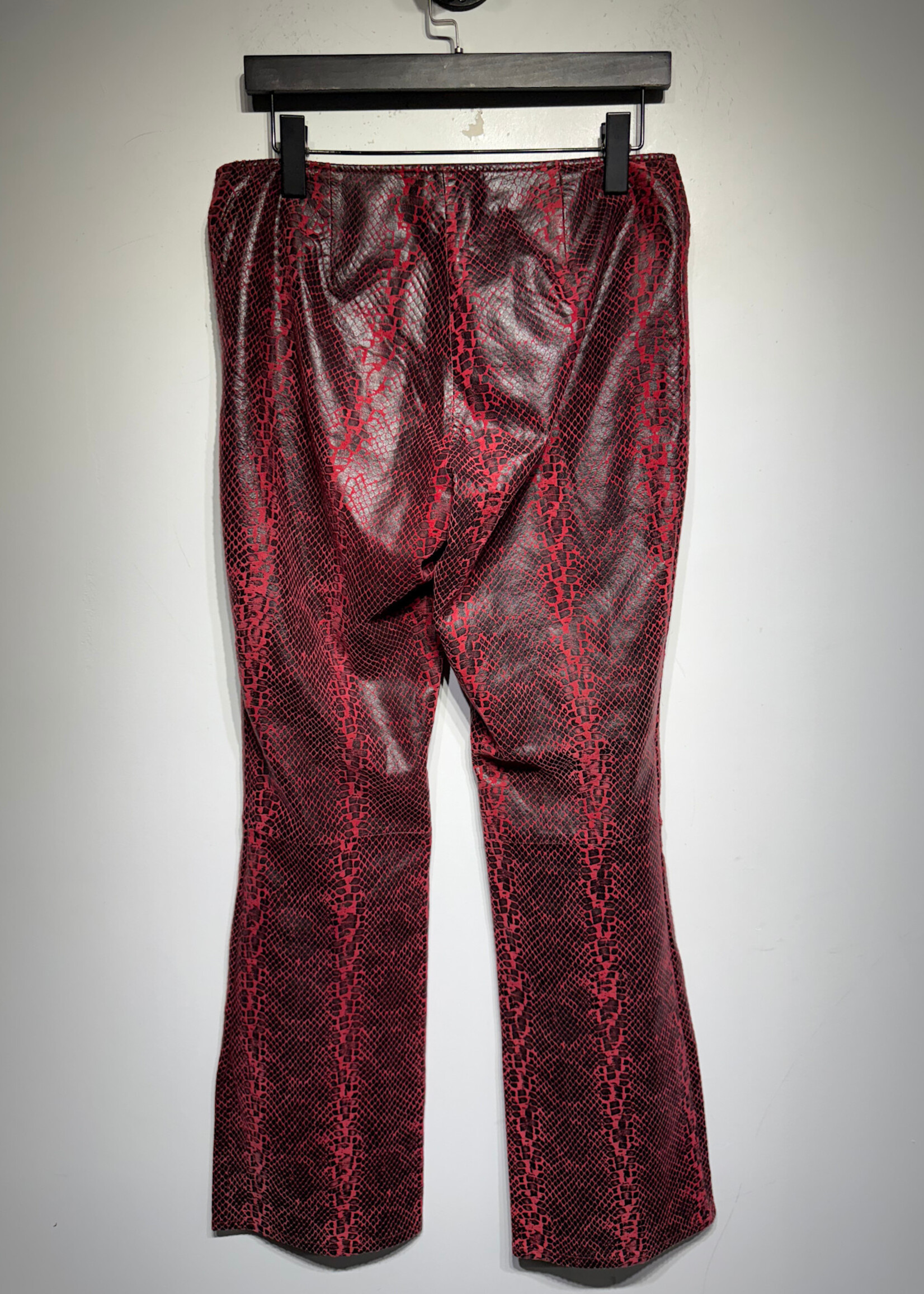 Frenchi Y2K Red Snake Print Leather Pants Fem 29