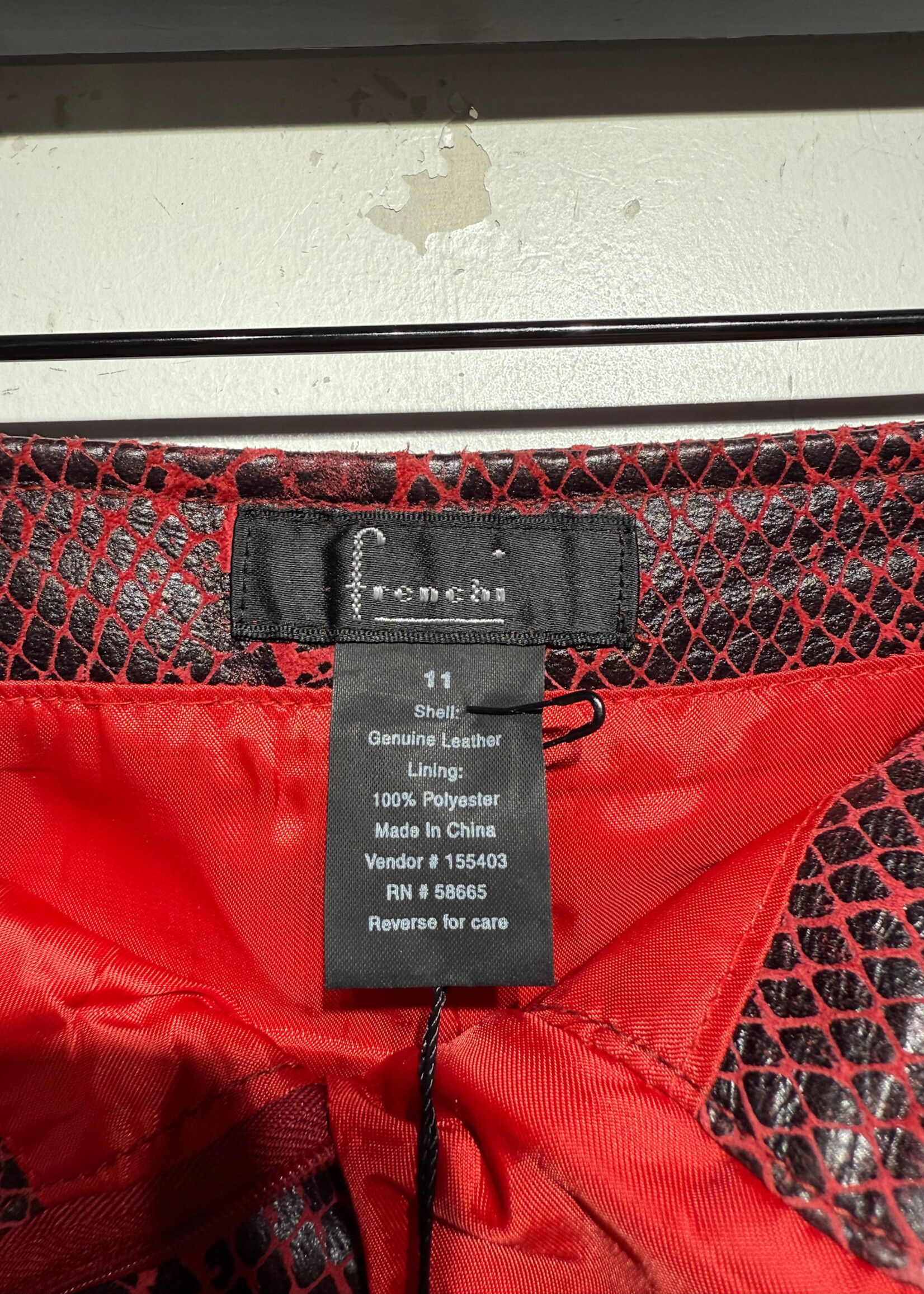 Frenchi Y2K Red Snake Print Leather Pants Fem 29