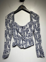 Reformation Blue Naked Woman Floral Blouse S