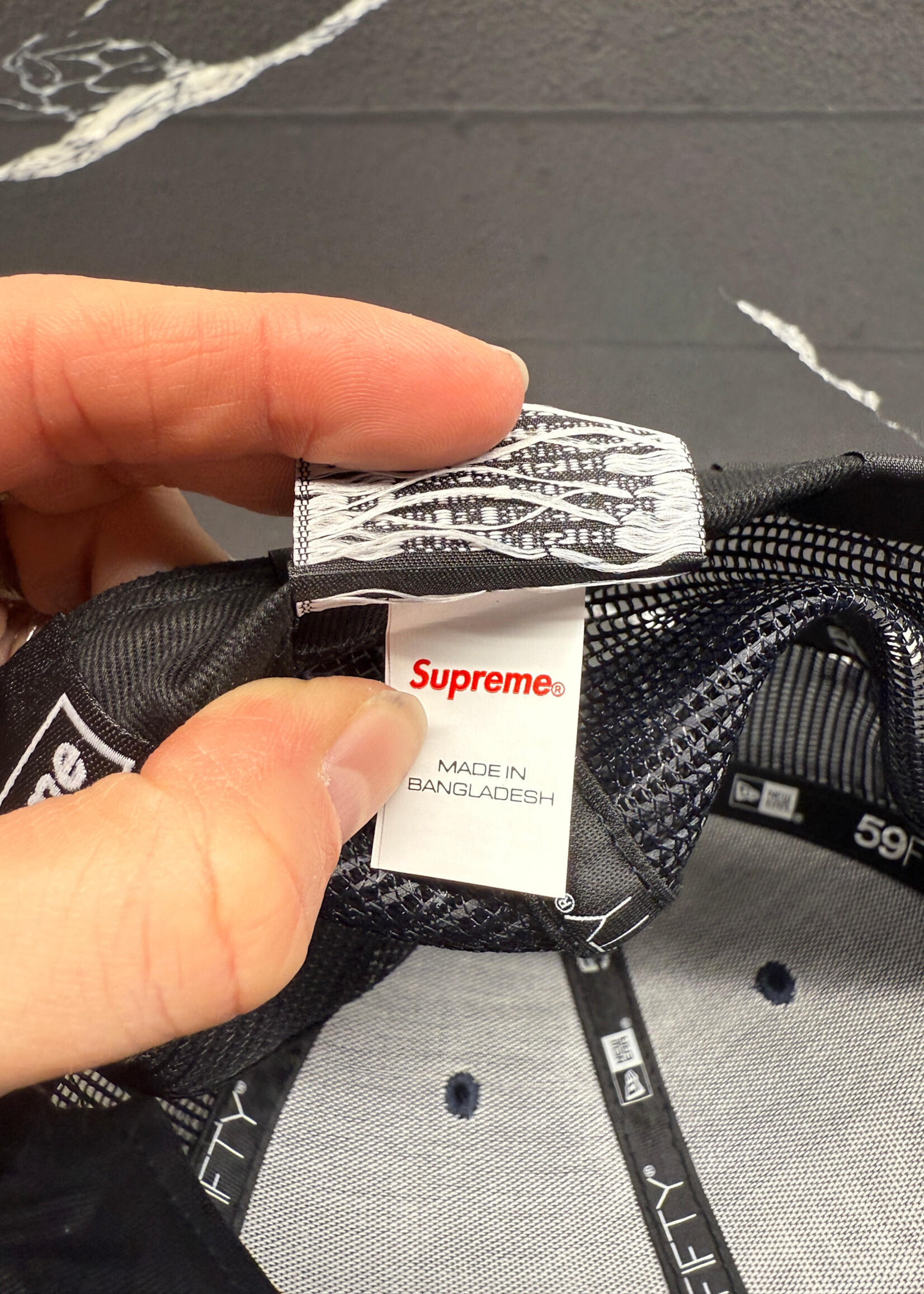 Supreme Navy Mesh Fitted Hat OS