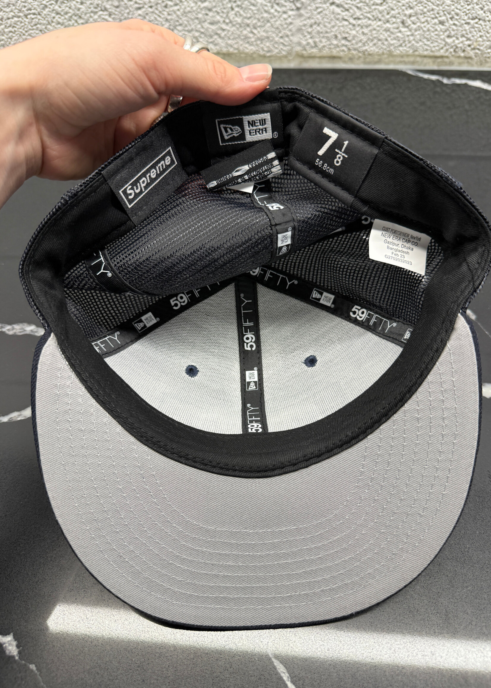 Supreme Navy Mesh Fitted Hat OS