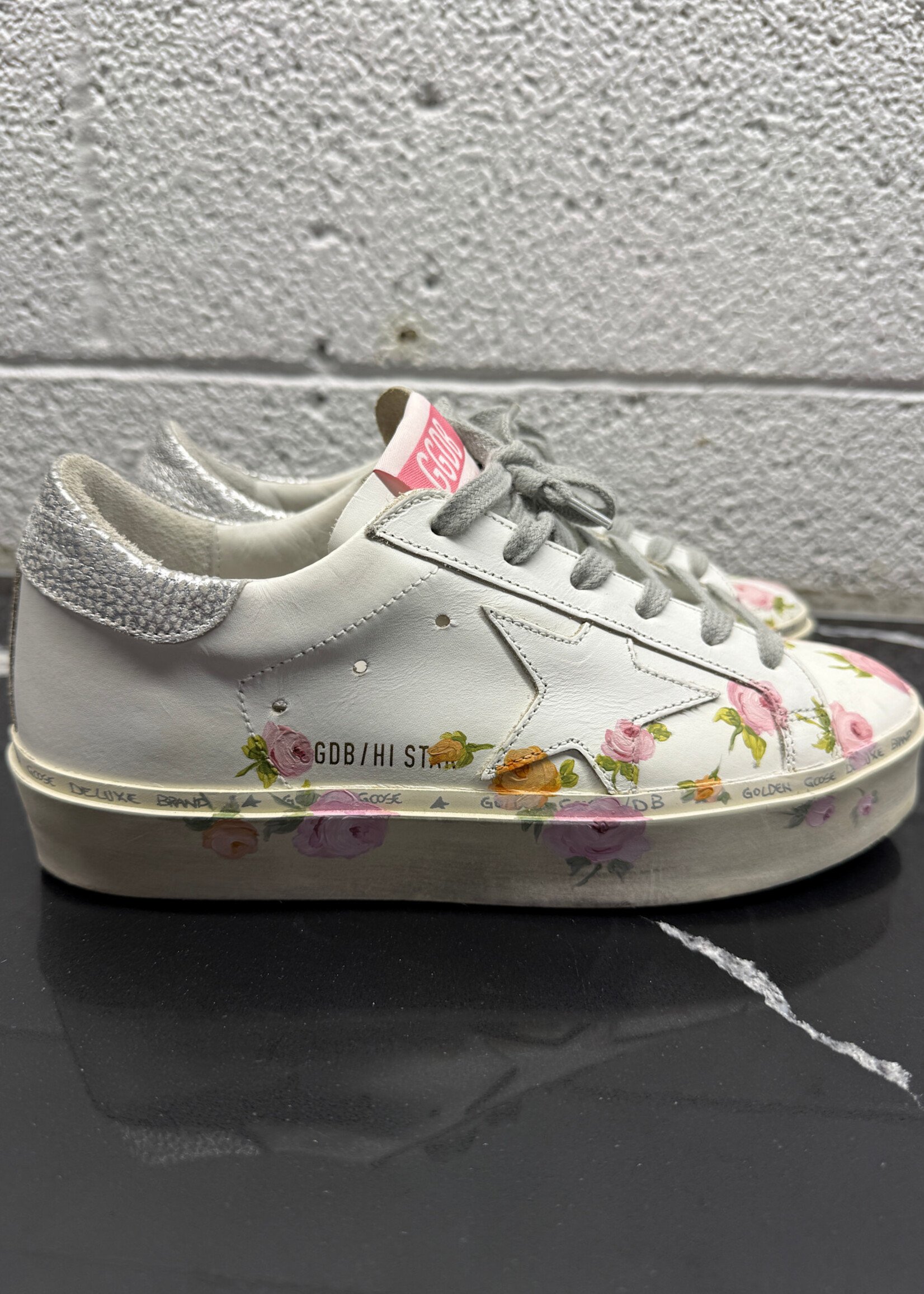Golden Goose White Floral Low Top Sneakers EU 35