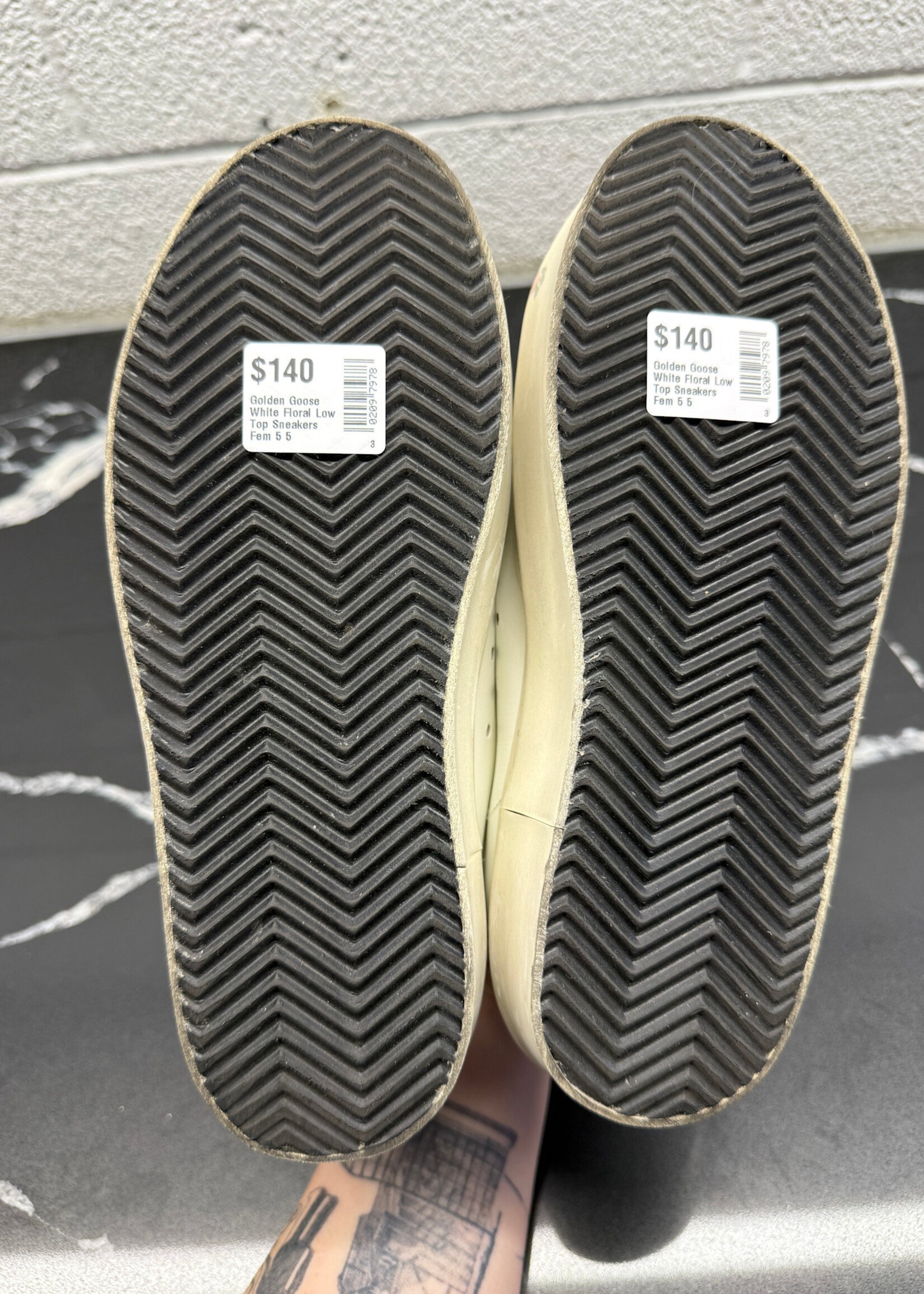 Golden Goose White Floral Low Top Sneakers EU 35